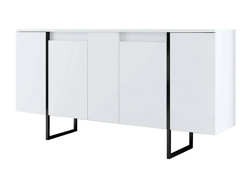Kommode Dgarzitt, Wohnzimmerbuffet, Wohnzimmer-Sideboard, Moderne Küchen-Speisekammer, 160x35h80 cm, Weiß und Schwarz