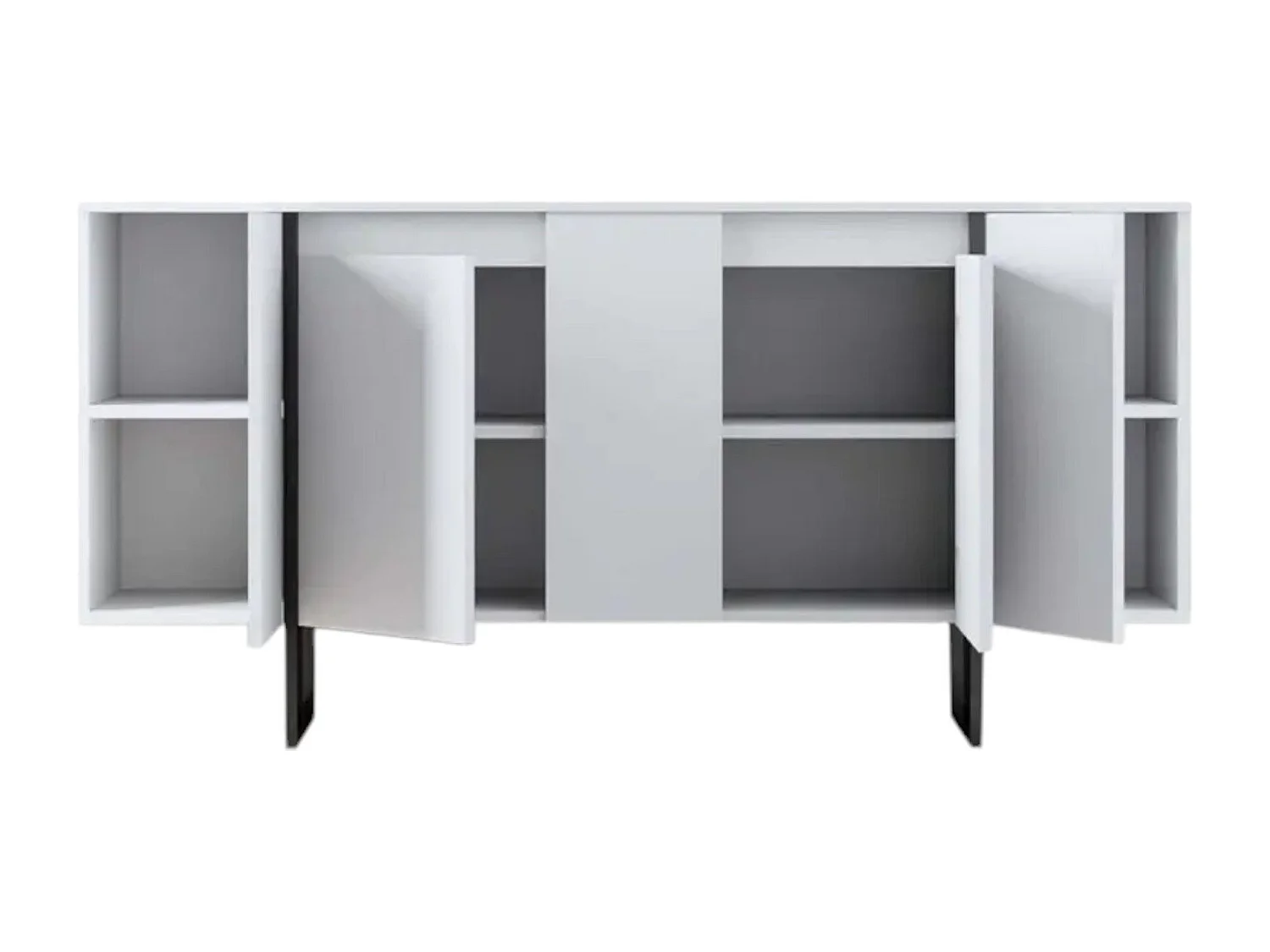 Credenza Dgarzitt, Soggio-buffetRno, woonkamer, bijkeuken, 160x35h80 cm, Zwart-wit