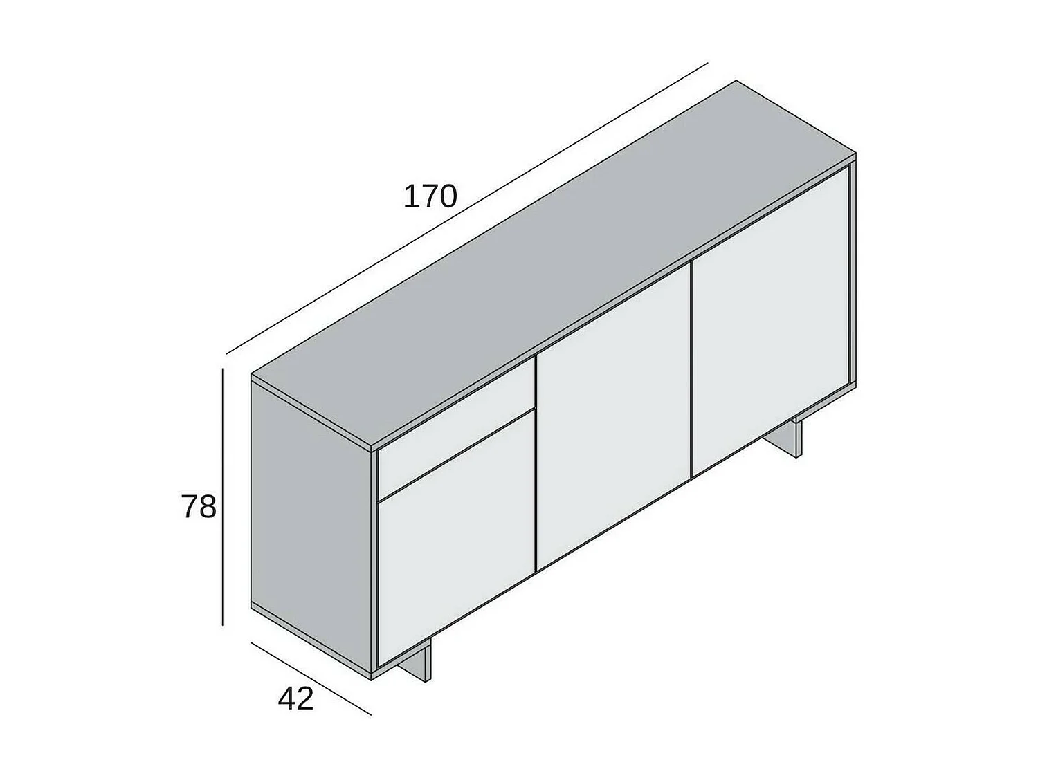 Buffet Agrifoglio, Buffet de salon, Buffet de salon avec 3 portes et 1 tiroir, 100% Made in Italy, 170x42h78 cm, Blanc et Chêne