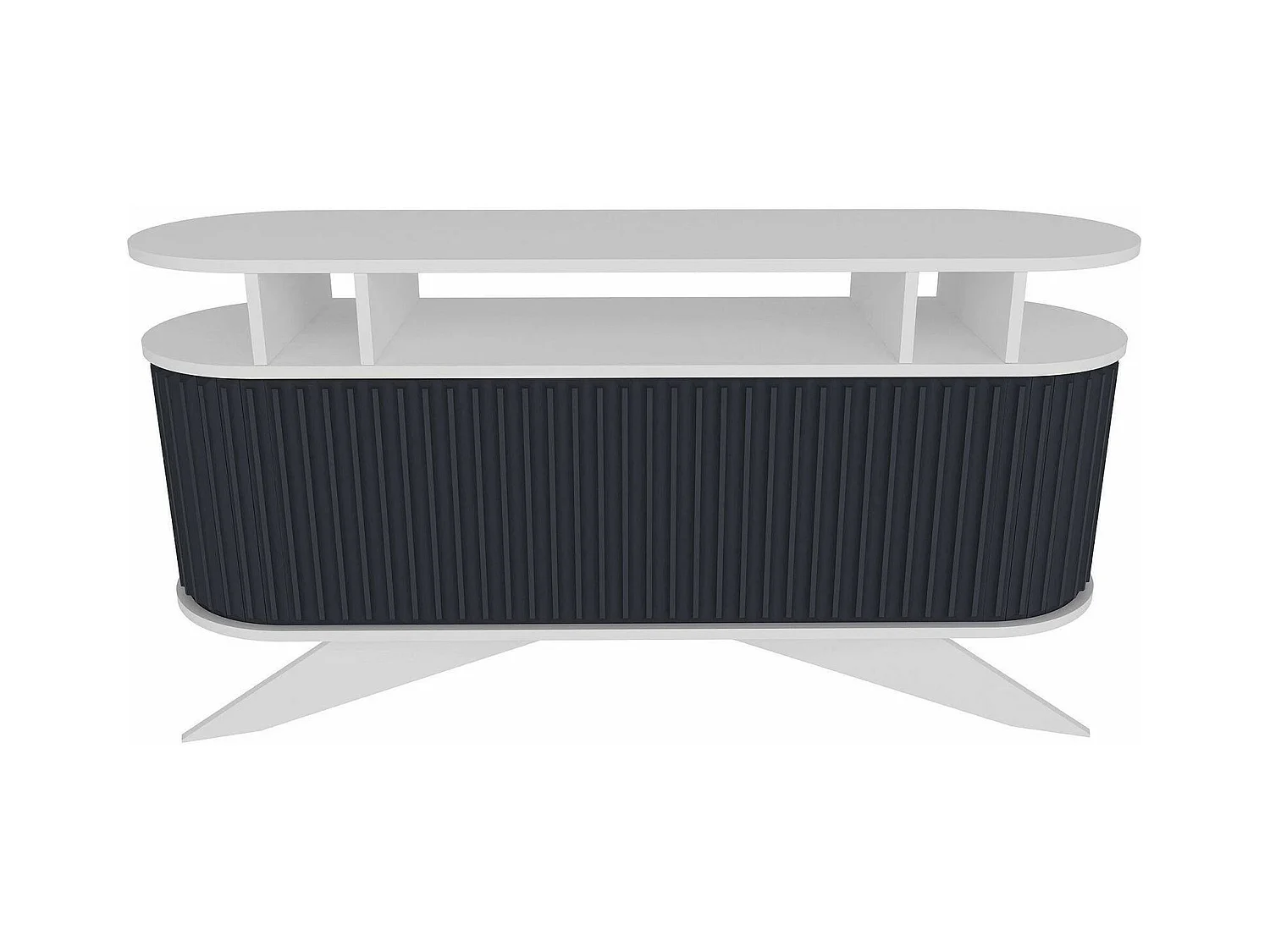 Buffet Zaurak, Buffet du salon, Commode de salon, Garde-manger de cuisine, 150x43h75 cm, Blanc et anthracite