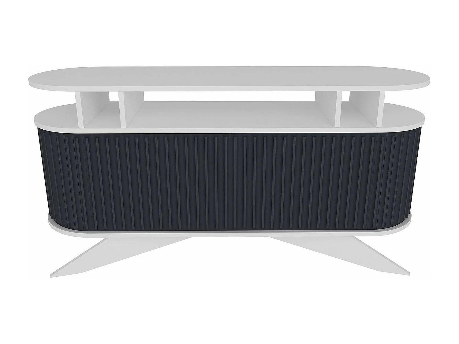 Buffet Zaurak, Buffet du salon, Commode de salon, Garde-manger de cuisine, 150x43h75 cm, Blanc et anthracite