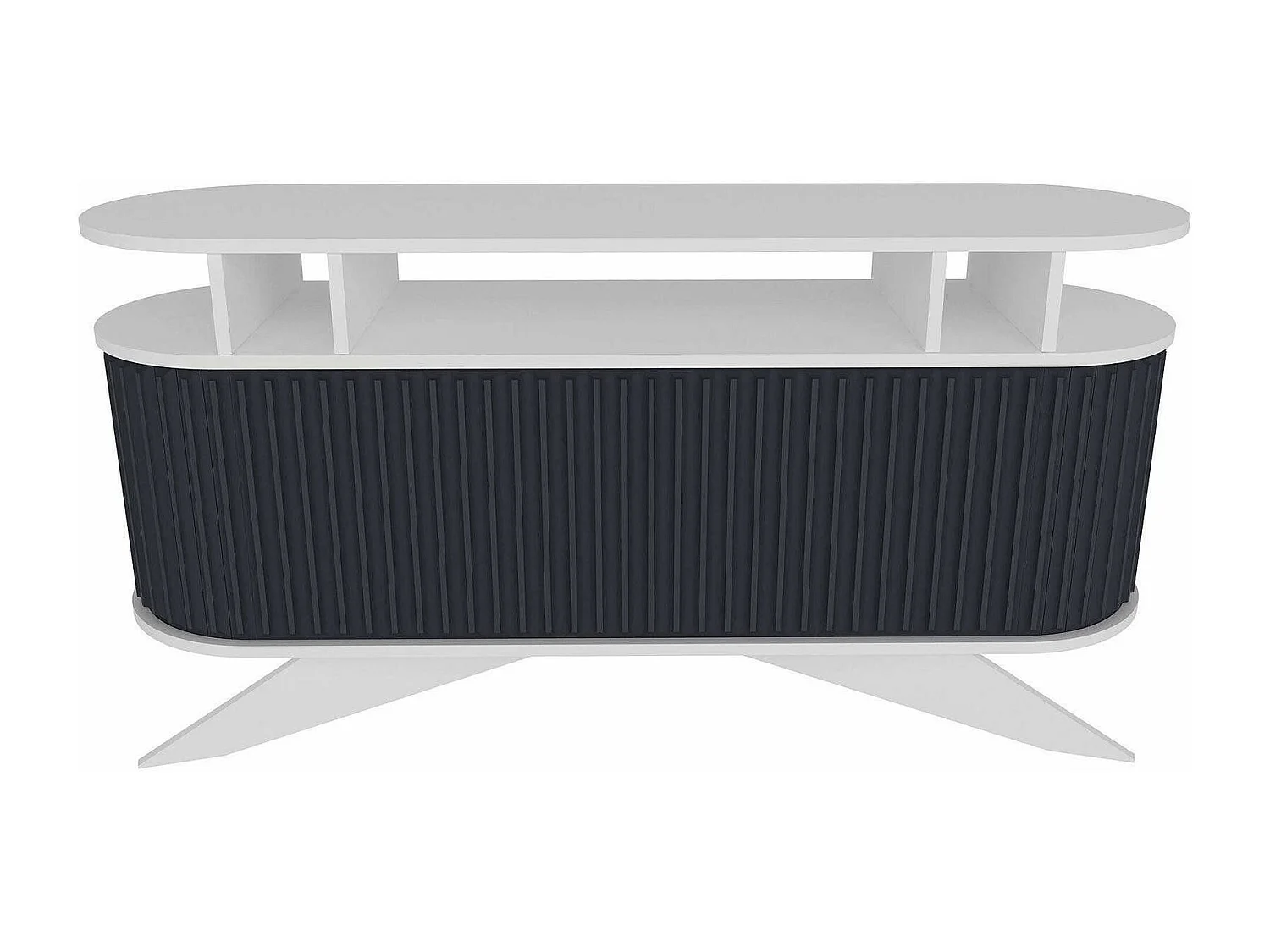 Buffet Zaurak, Buffet du salon, Commode de salon, Garde-manger de cuisine, 150x43h75 cm, Blanc et anthracite