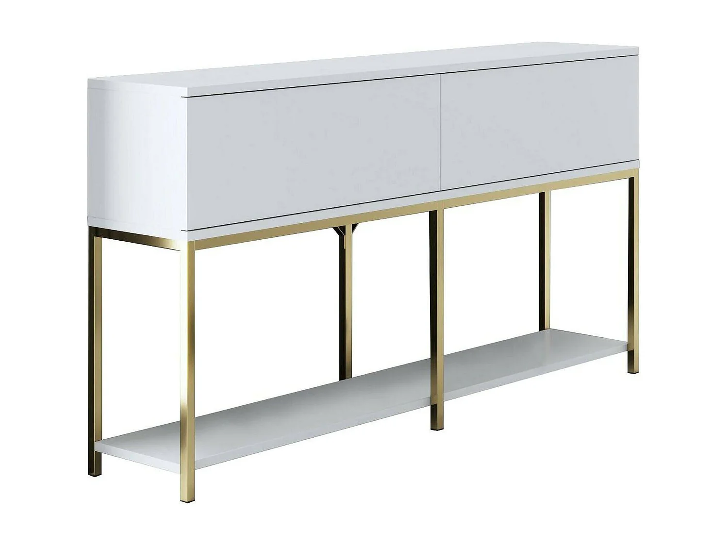 Djimsit Dressoir, Woonkamer Buffet, Woonkamer, Keuken Pantry, 150x30h80 cm, Wit en Goud
