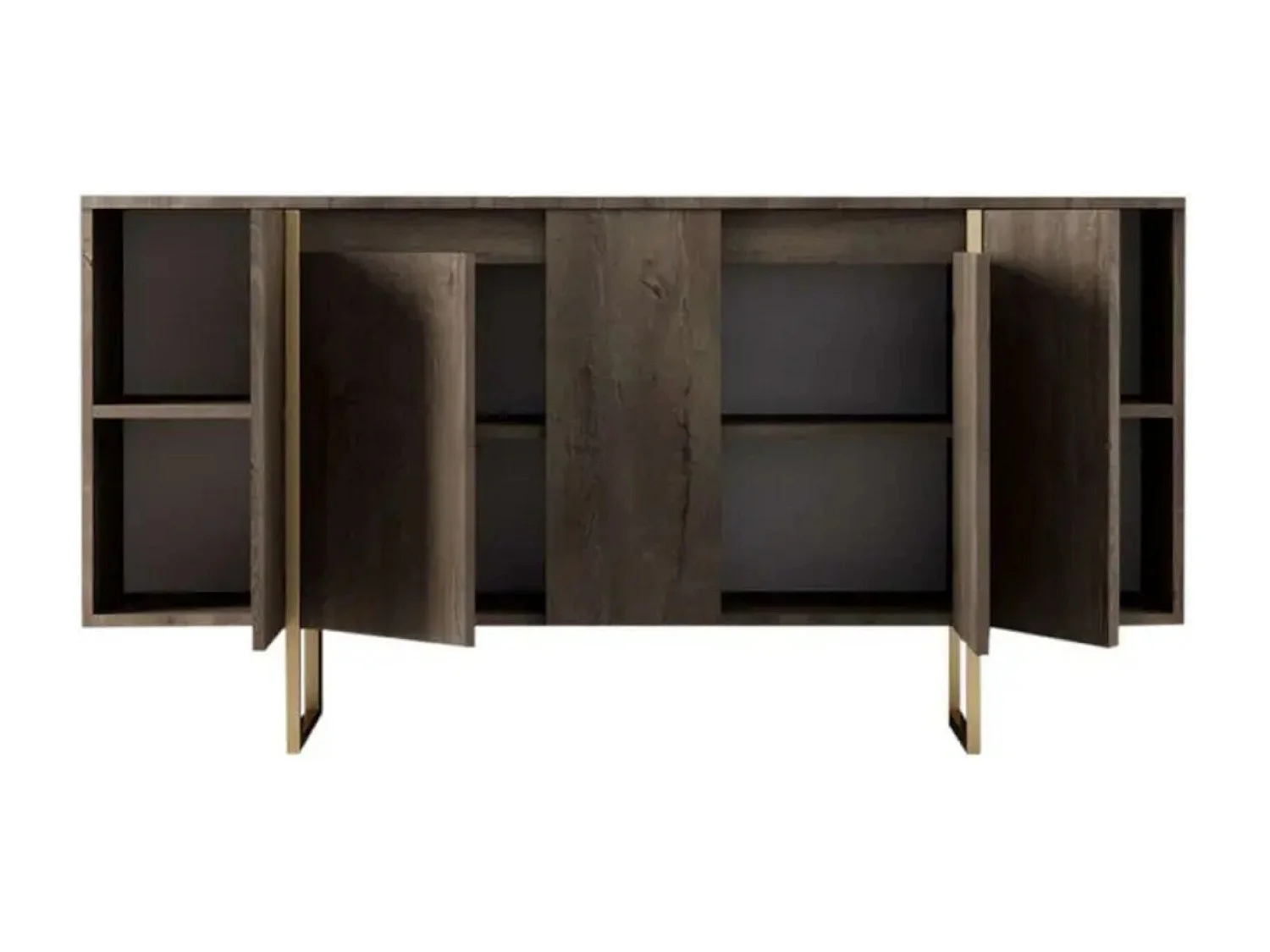 Dgarzitt Dressoir, Buffet voor in de woonkamer, In de woonkamer, Bijkeuken, 160x35h80 cm, Walnoot en goud