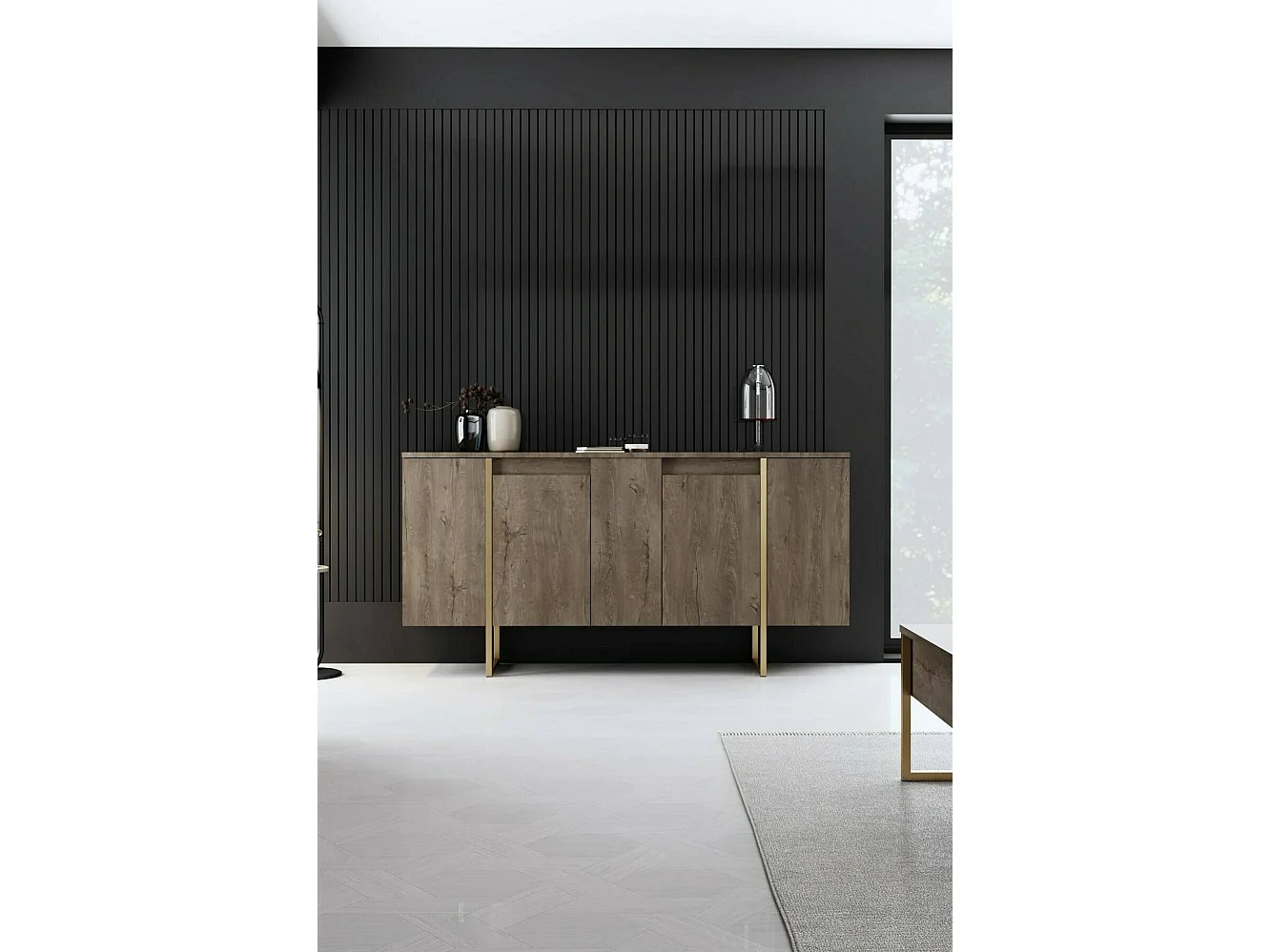 Credenza Arta, 4 Ripiani, 35x160x80h cm Marrone, Madia