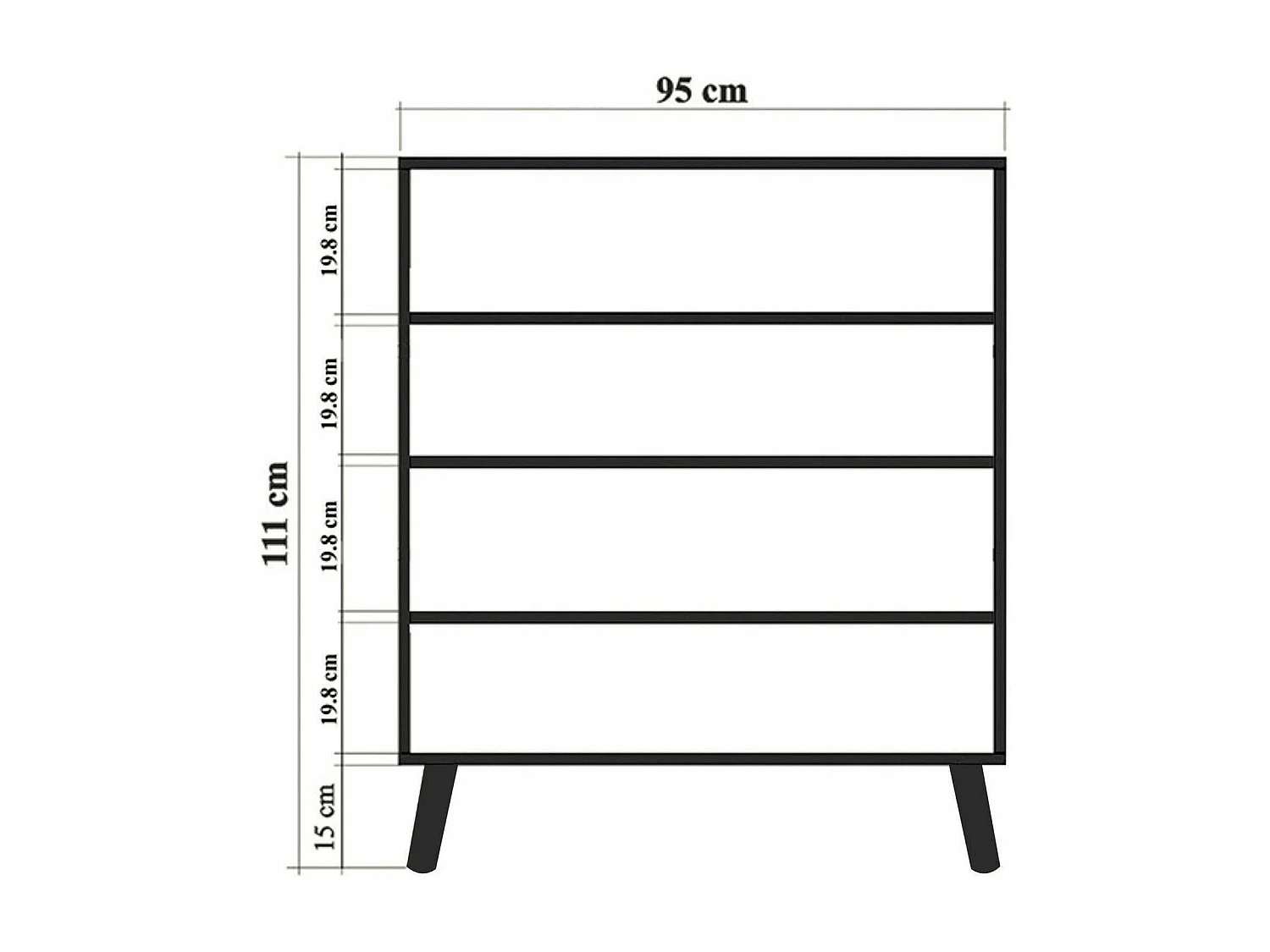 Dgiannin Dressoir, Woonkamer Buffet, Woonkamer, Keuken Pantry, 95x36h111 cm, Veelkleurig