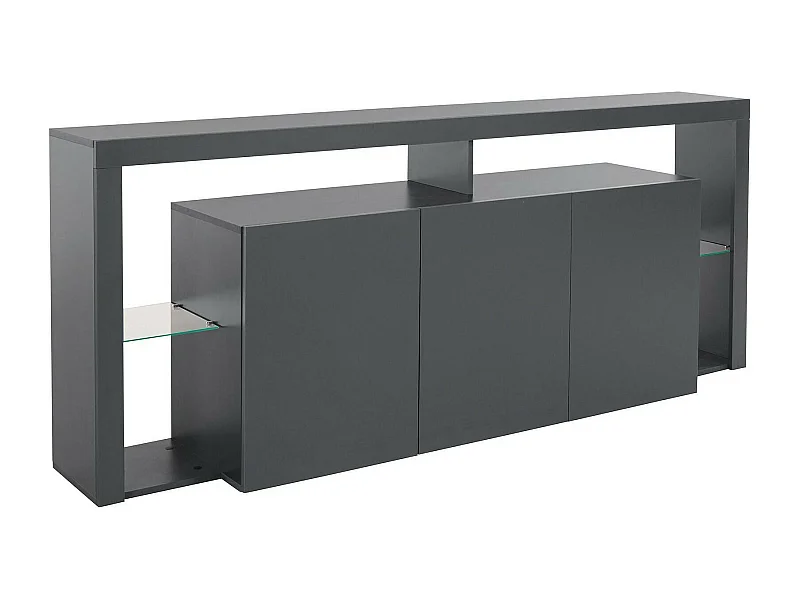 Buffet Willer, Buffet de salon 3 portes, Buffet de salon, Buffet moderne, 100% Made in Italy, 200x40h80 cm, Anthracite
