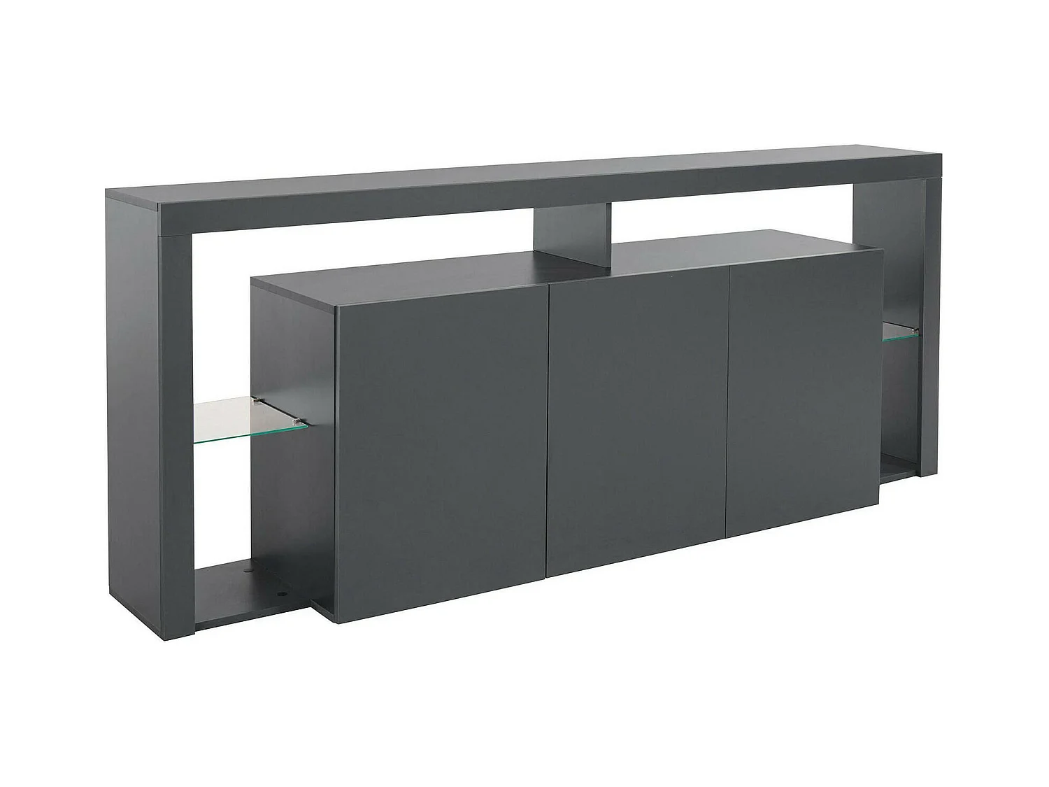 Buffet Willer, Buffet de salon 3 portes, Buffet de salon, Buffet moderne, 100% Made in Italy, 200x40h80 cm, Anthracite