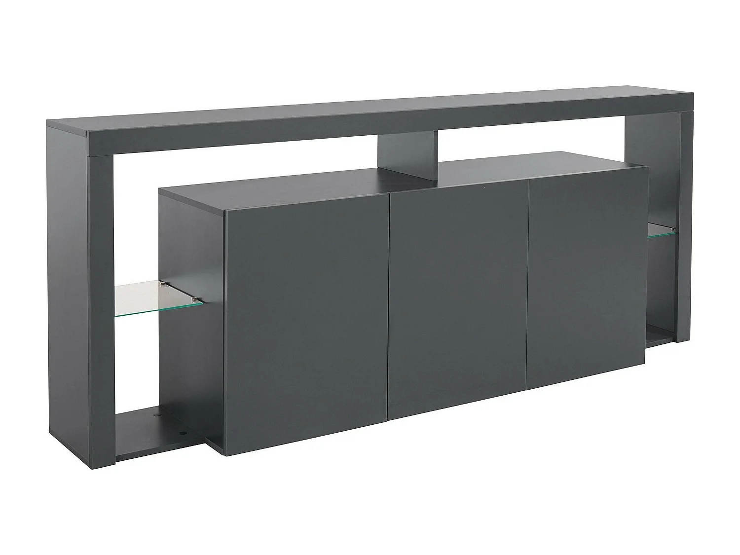 Credenza Andale, 4 Ripiani Made in Italy, 40x200x80h cm Nero Antracite, Madia