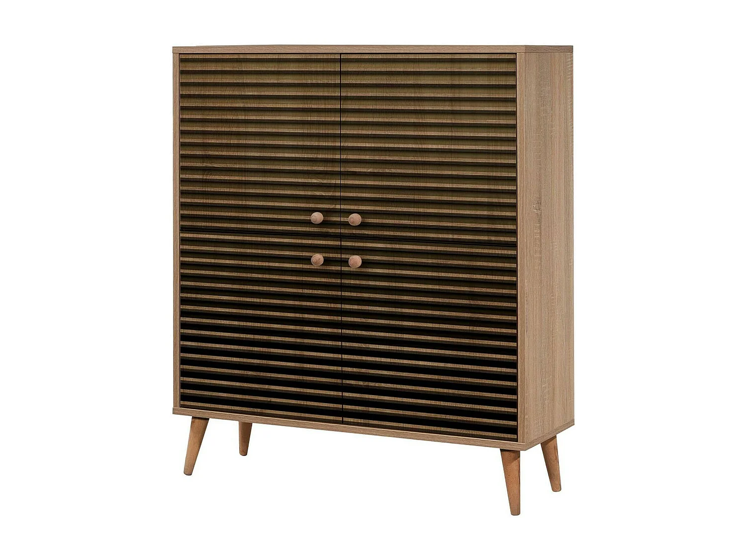 Kommode Dgiannin, Wohnzimmerbuffet, Wohnzimmer-Sideboard, Moderne Küchen-Speisekammer, 95x36h111 cm, Eiche