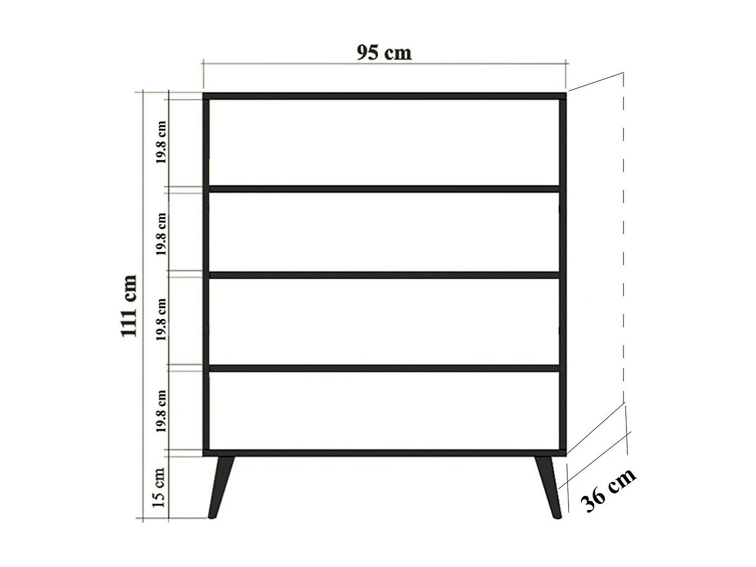 Kommode Dgiannin, Wohnzimmerbuffet, Wohnzimmer-Sideboard, Moderne Küchen-Speisekammer, 95x36h111 cm, Eiche