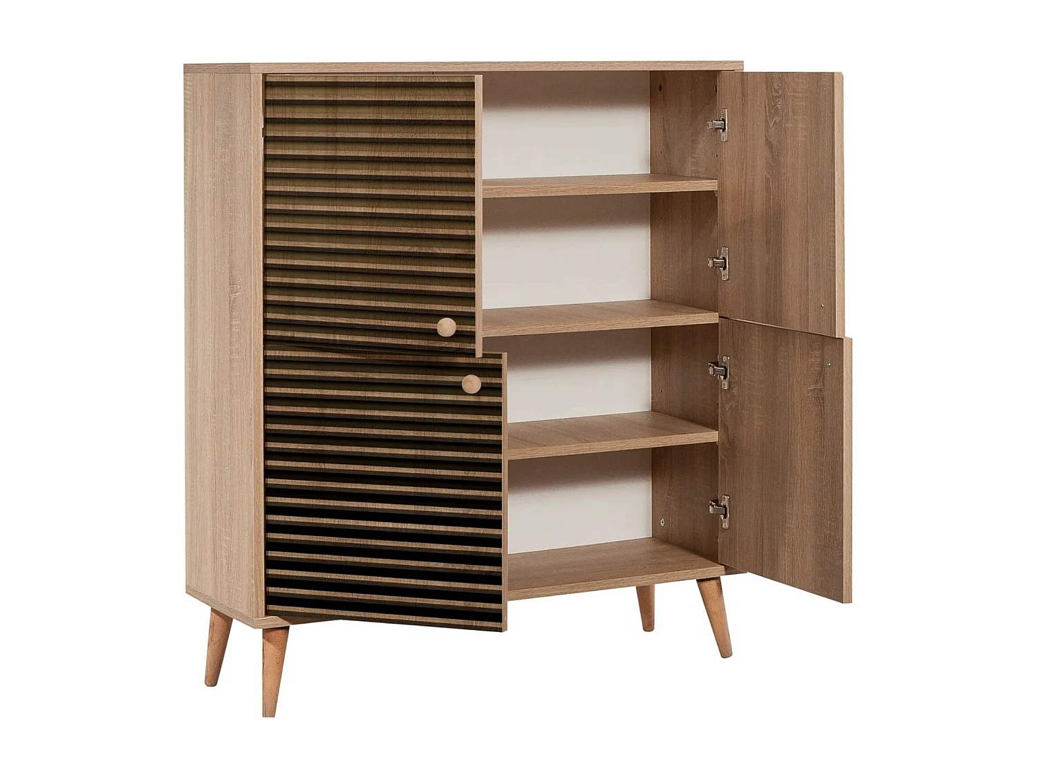 Kommode Dgiannin, Wohnzimmerbuffet, Wohnzimmer-Sideboard, Moderne Küchen-Speisekammer, 95x36h111 cm, Eiche