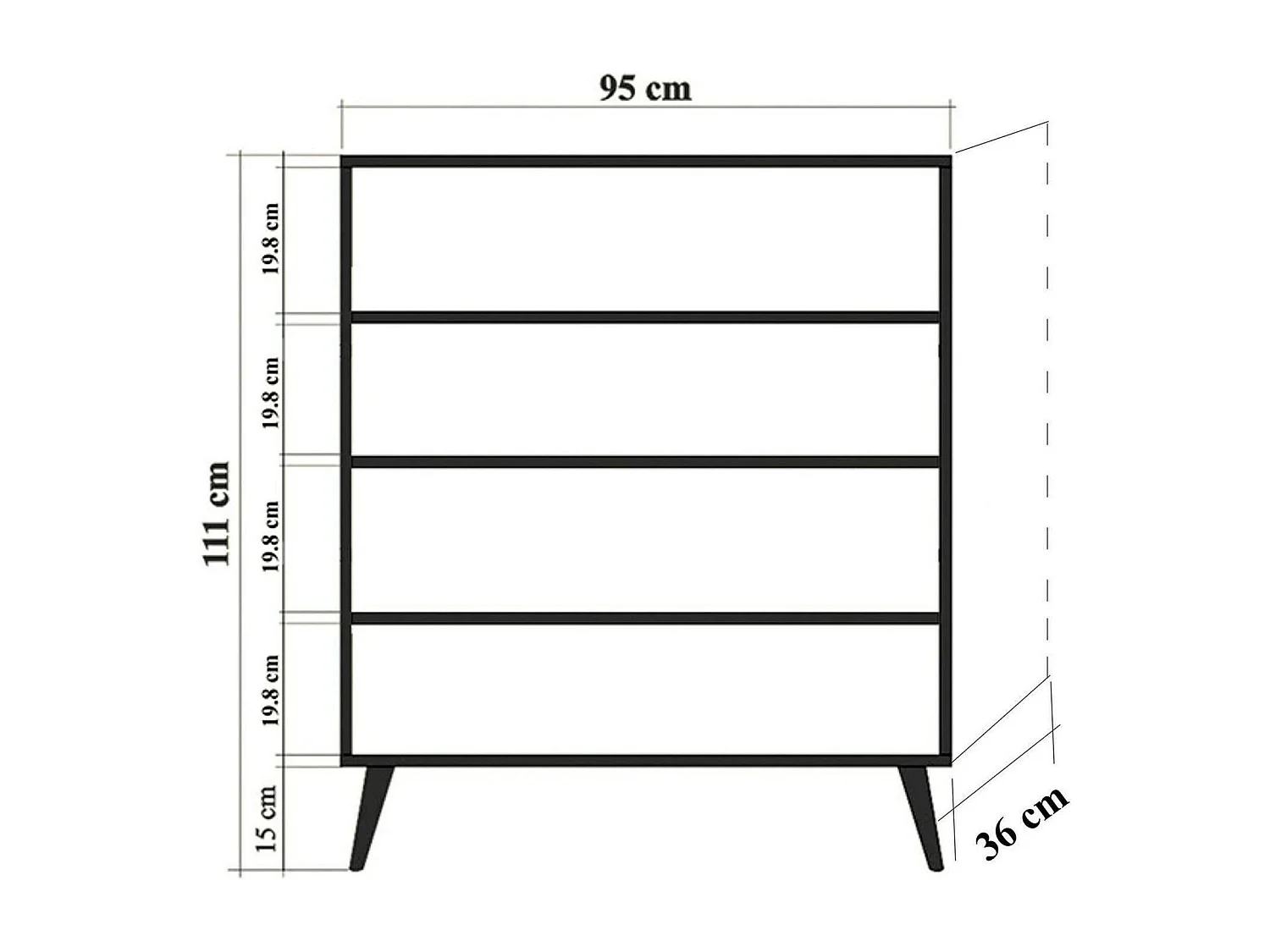 Dgiannin Dressoir, Woonkamer Buffet, Woonkamer, Keuken Pantry, 95x36h111 cm, Eiken