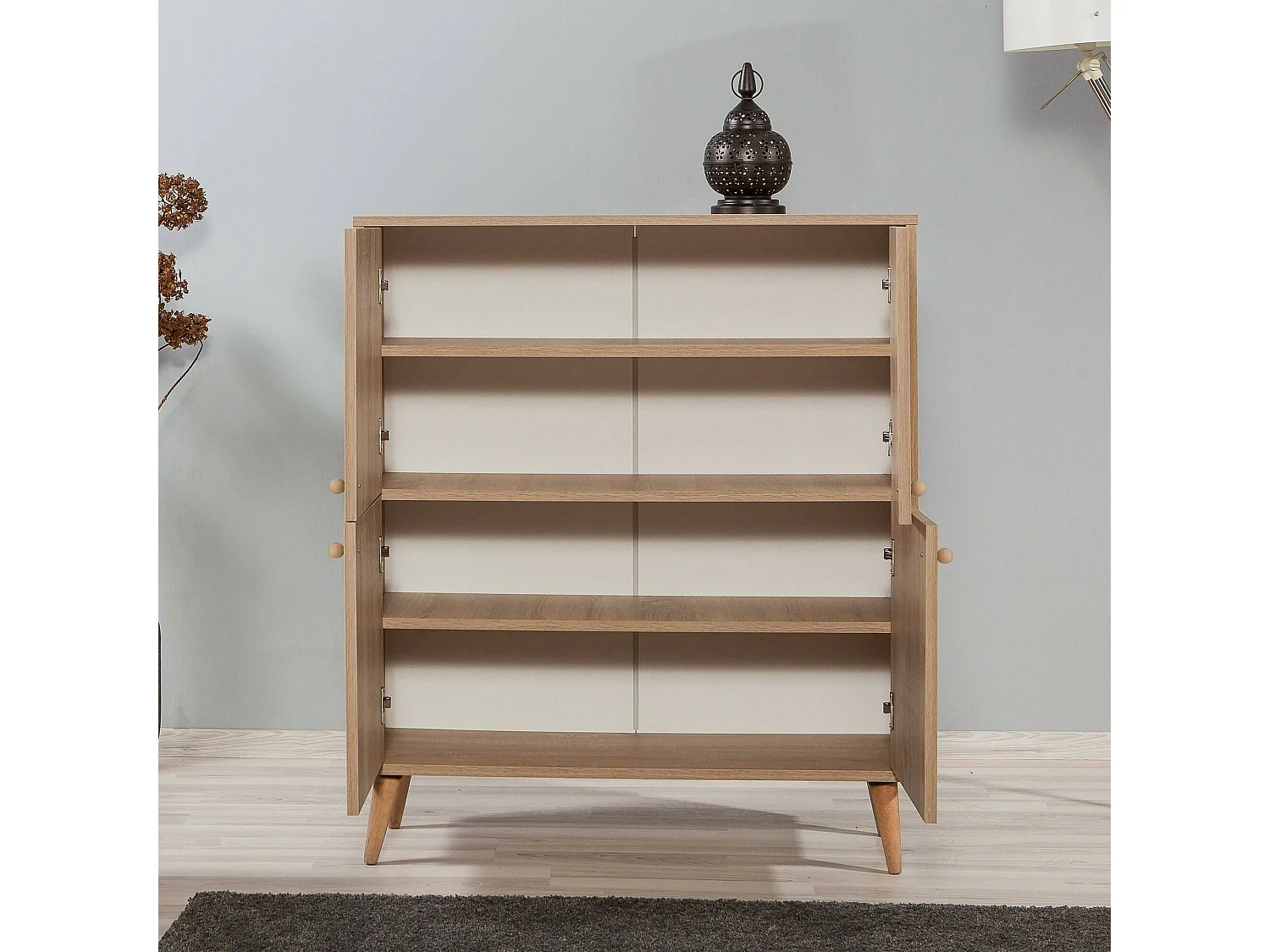 Dgiannin Dressoir, Woonkamer Buffet, Woonkamer, Keuken Pantry, 95x36h111 cm, Eiken