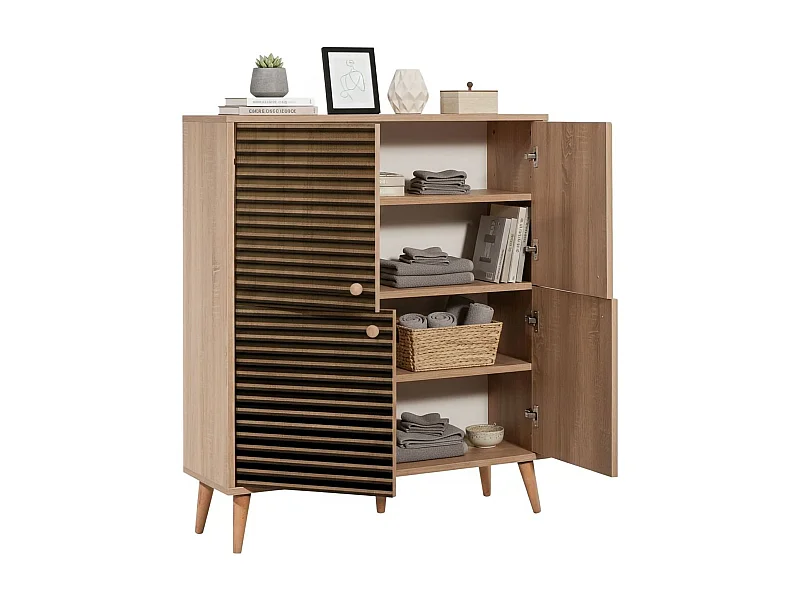 Dgiannin Dressoir, Woonkamer Buffet, Woonkamer, Keuken Pantry, 95x36h111 cm, Eiken
