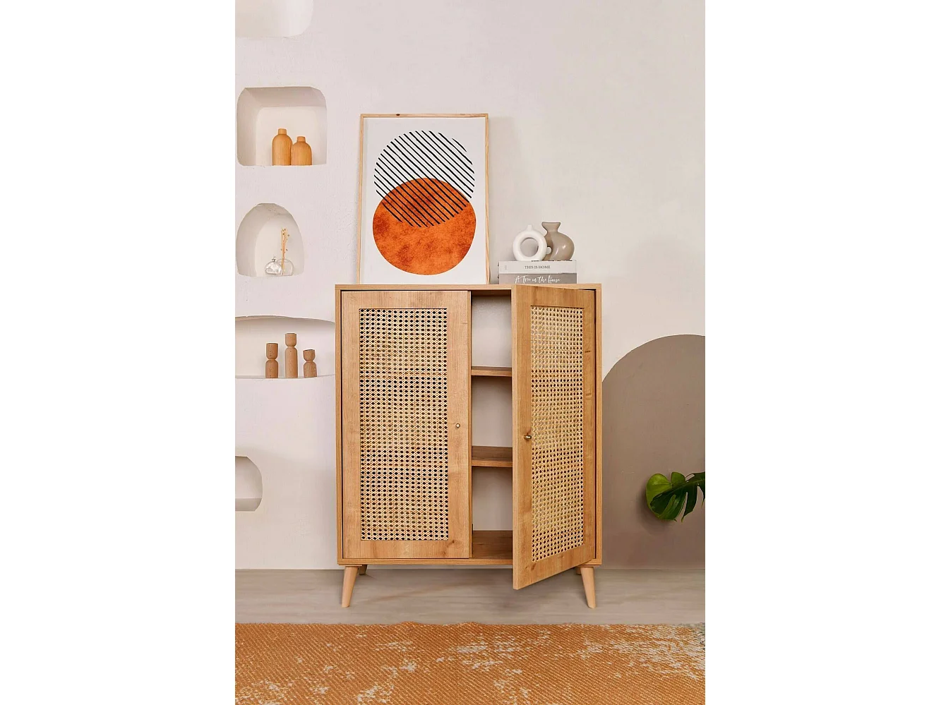 Kommode Dpicke, Wohnzimmerbuffet, Wohnzimmer-Sideboard, Moderne Küchen-Speisekammer, 90x40h110 cm, Eiche