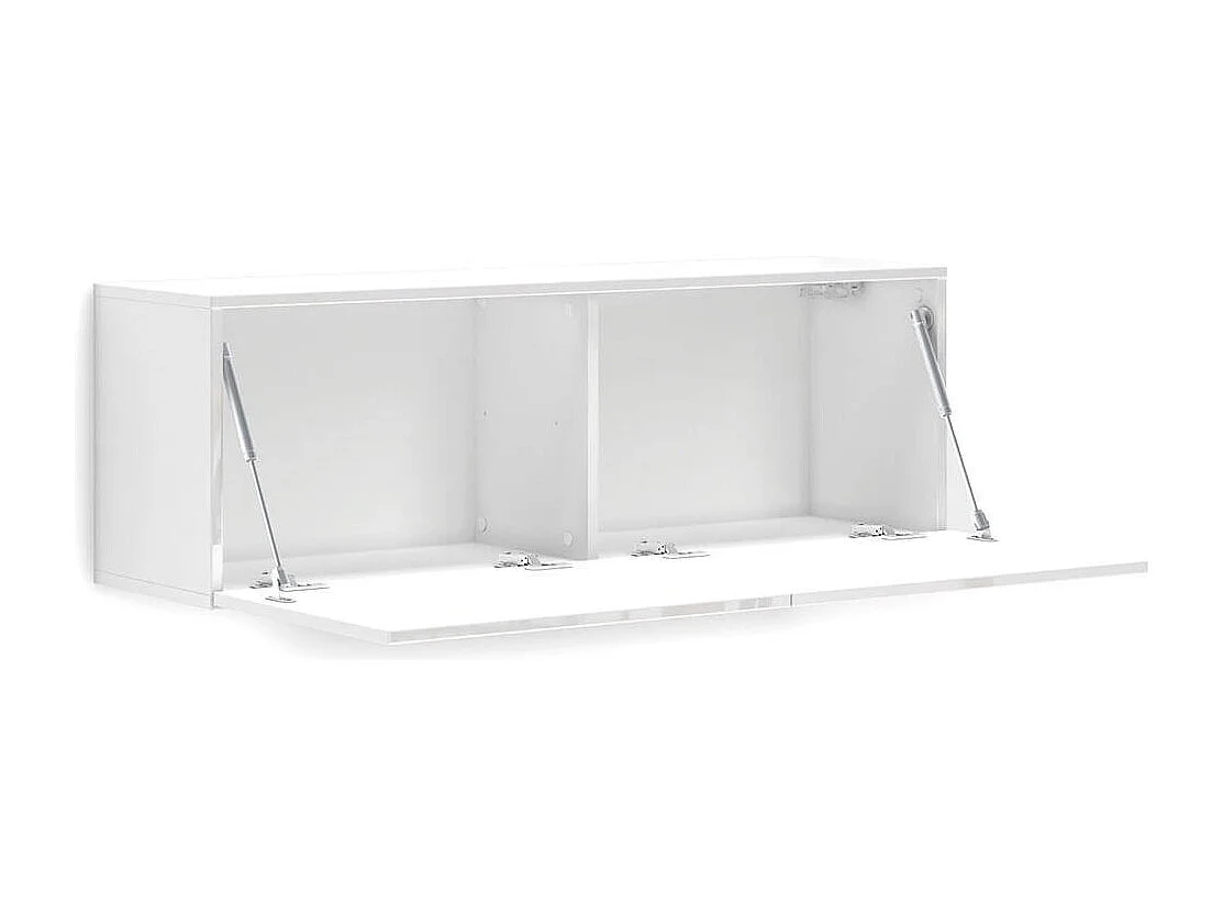 Armoire murale Worcester, Armoire suspendue, Etagère murale, Armoire auxiliaire multifonctionnelle, Made in Italy, 113x39h37 cm, Blanc brillant