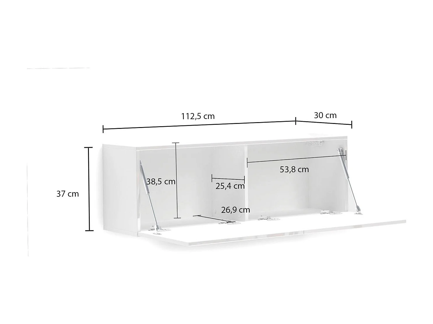 Armoire murale Worcester, Armoire suspendue, Etagère murale, Armoire auxiliaire multifonctionnelle, Made in Italy, 113x39h37 cm, Blanc brillant