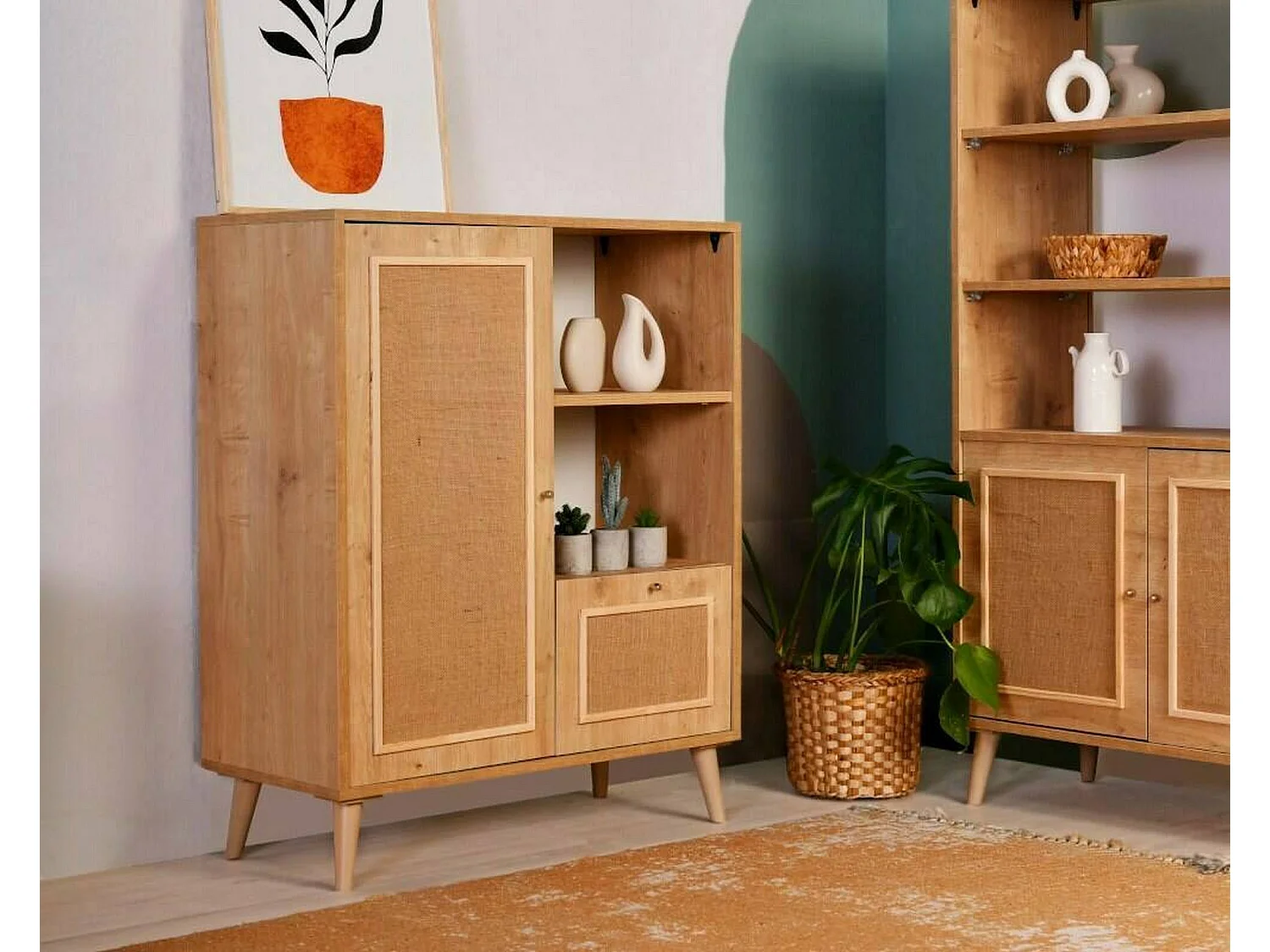 Dmora - Credenza Jingu, 90x40h110 cm, Quercia