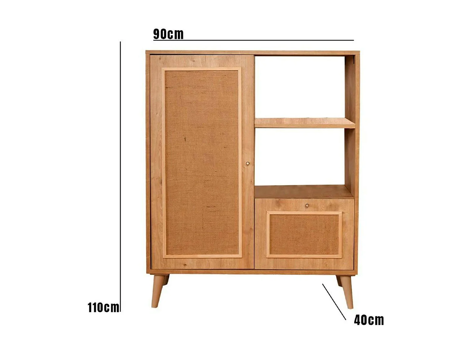 Dmora - Credenza Jingu, 90x40h110 cm, Quercia