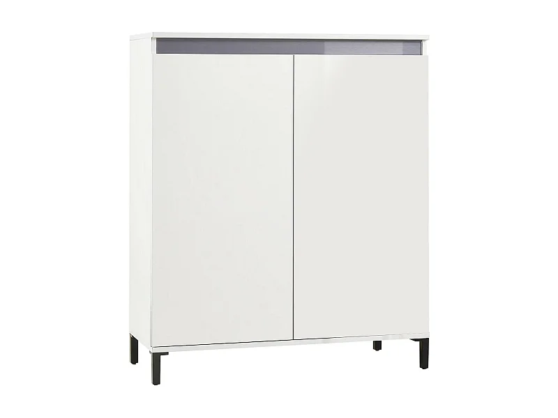 Dcarissim dressoir, Woonkamer buffet, Woonkamer, Keuken bijkeuken, Made in Italy, 100x40h110 cm, Glanzend wit en Antraciet