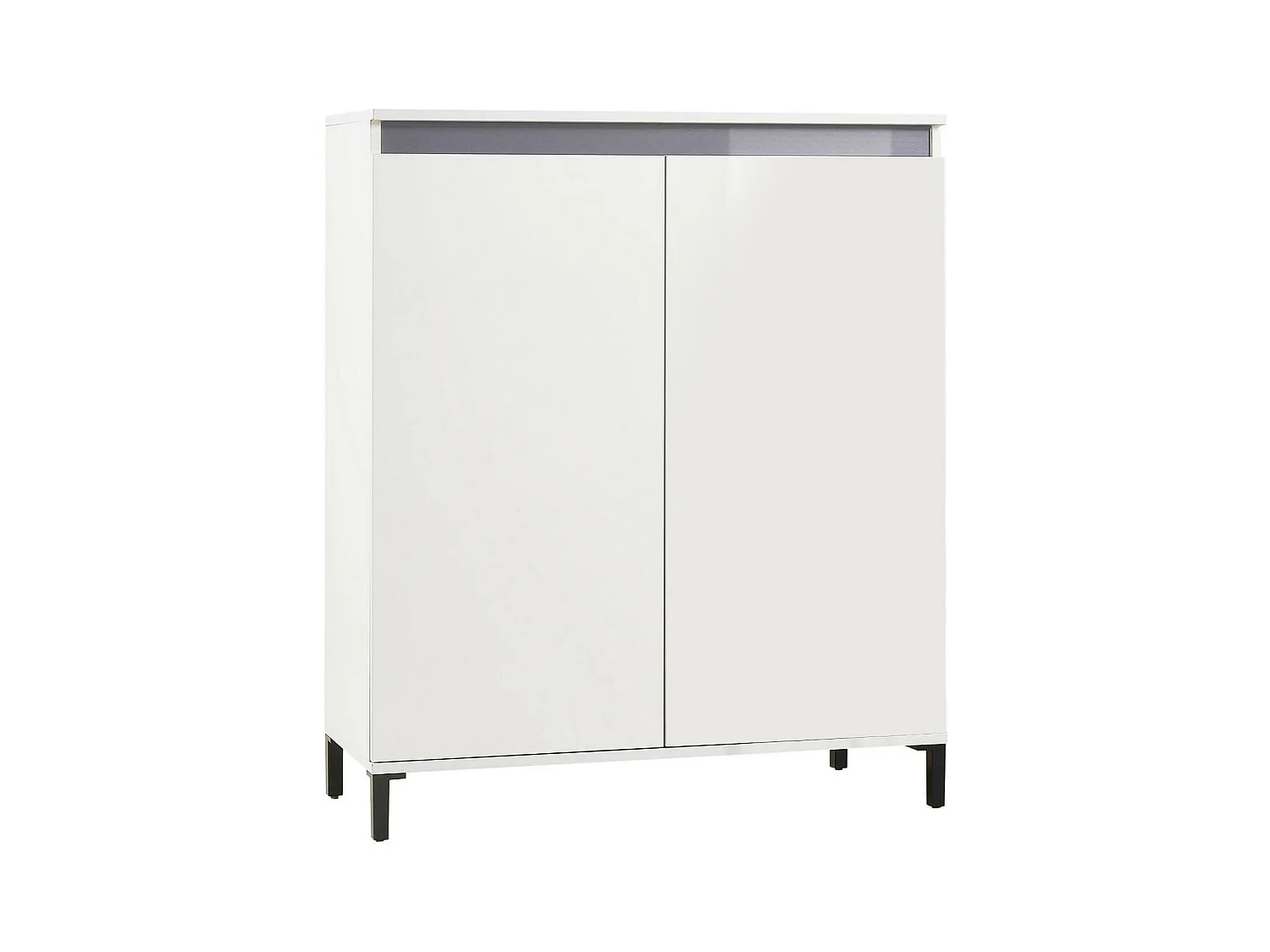 Aparador Dcarissim, Buffet de sala, Madia de sala, Despensa de cozinha, Made in Italy, 100x40h110 cm, Branco brilhante e Antracite