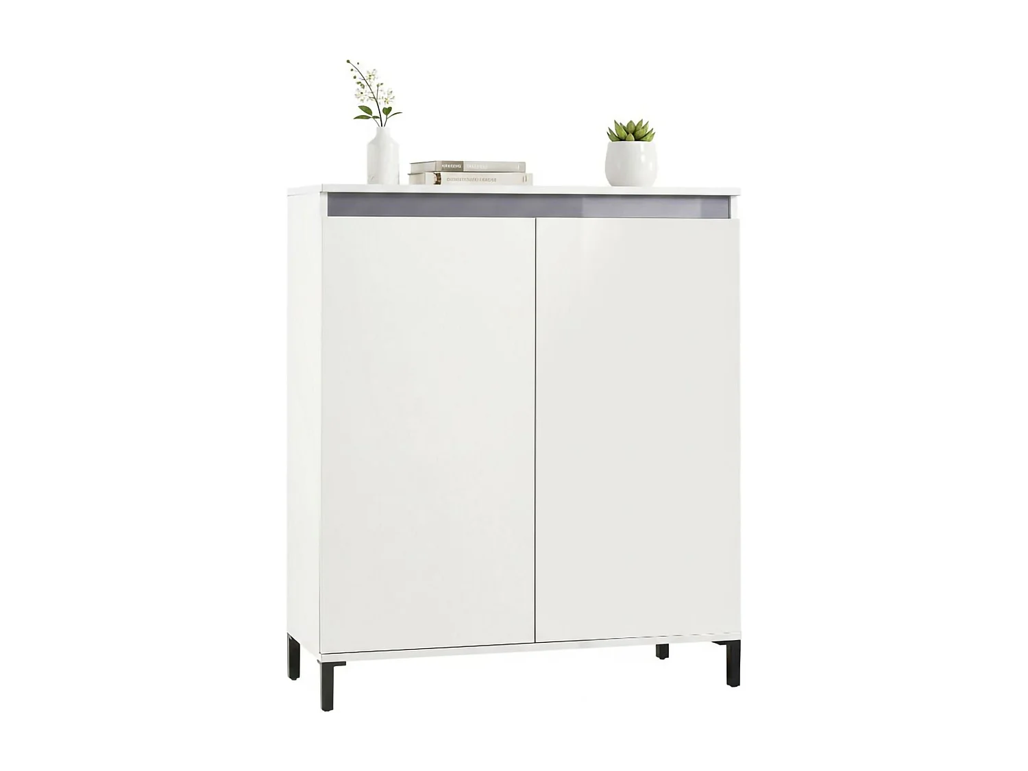Dcarissim dressoir, Woonkamer buffet, Woonkamer, Keuken bijkeuken, Made in Italy, 100x40h110 cm, Glanzend wit en Antraciet