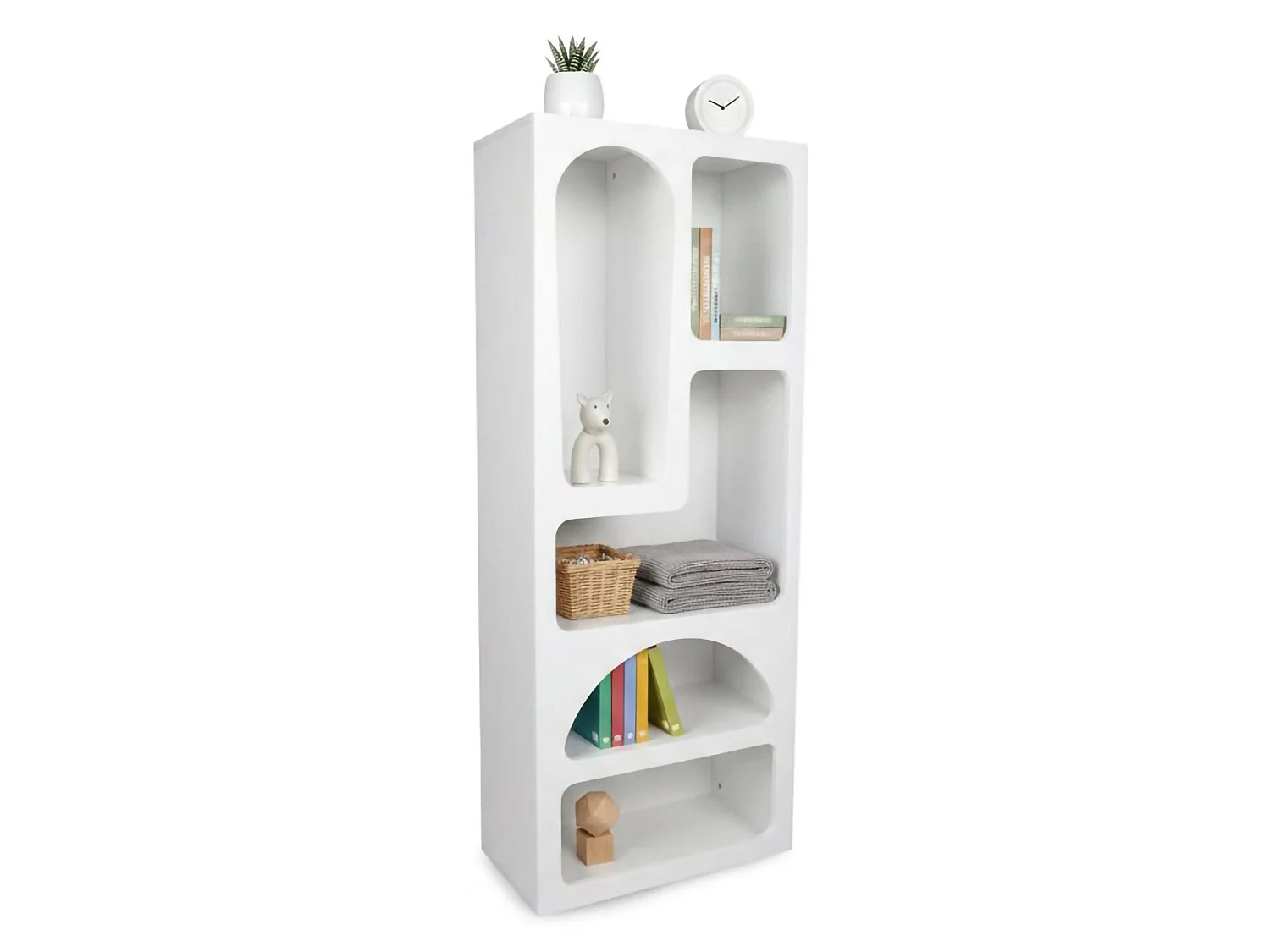 Buffet Bellatrix, Buffet du salon, Commode de salon, Garde-manger de cuisine, 60x32h150 cm, Blanc