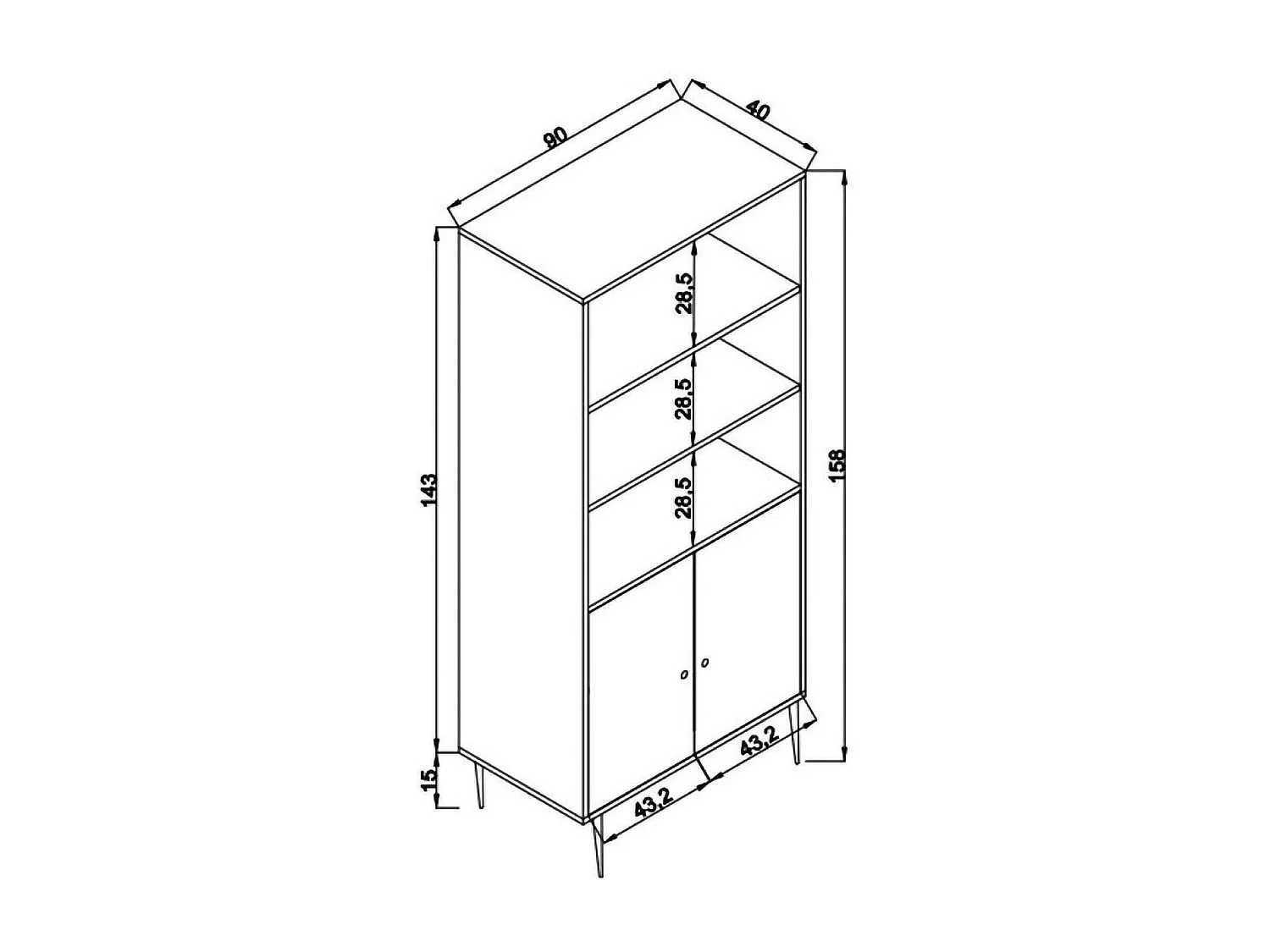 Dmora - Credenza Skopje, 90x40h110 cm, Quercia