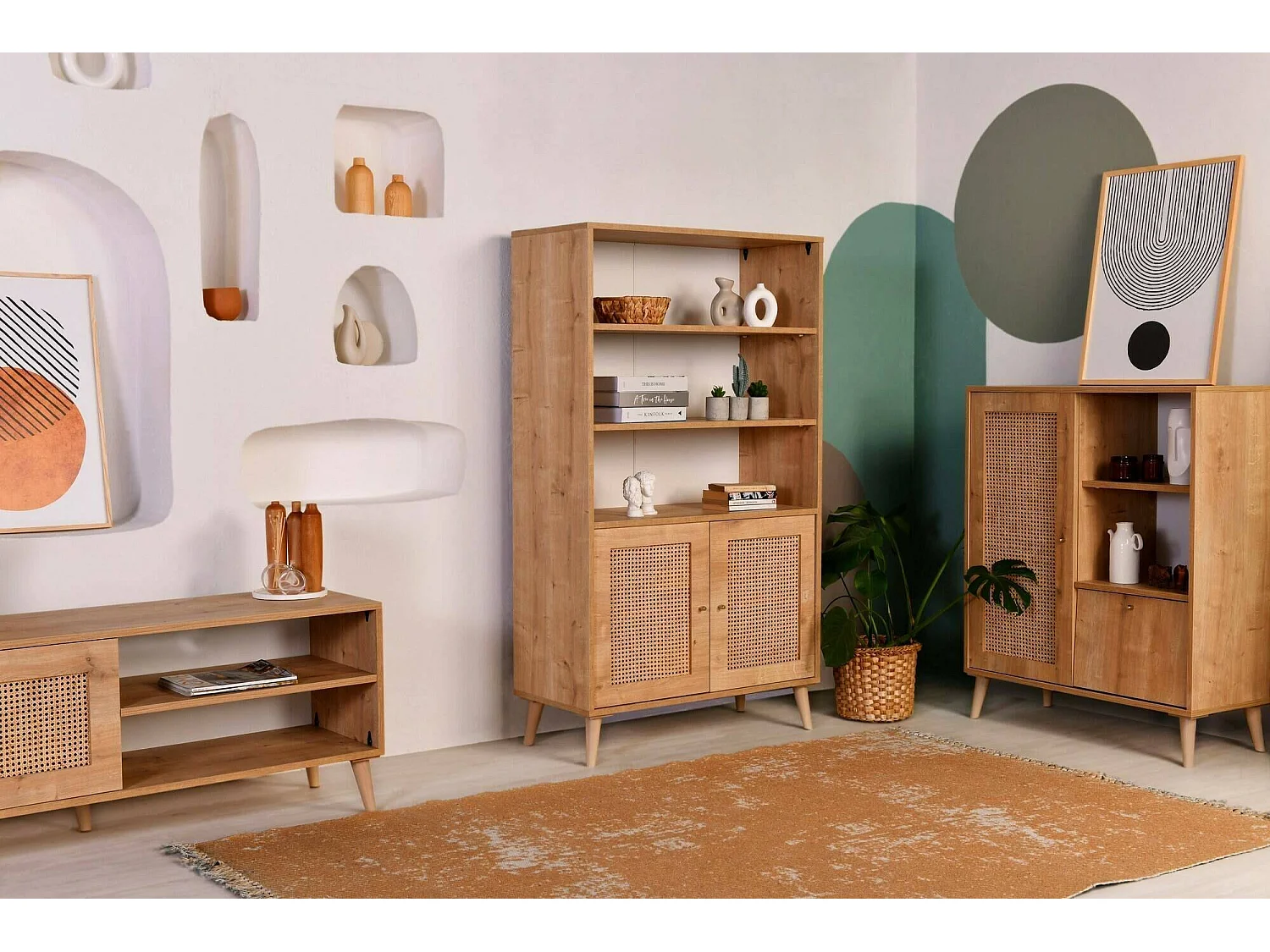 Buffet Catalia, Buffet du alon, Commode de alon, Garde-manger de cuiine, 90x40h110 cm, Chêne