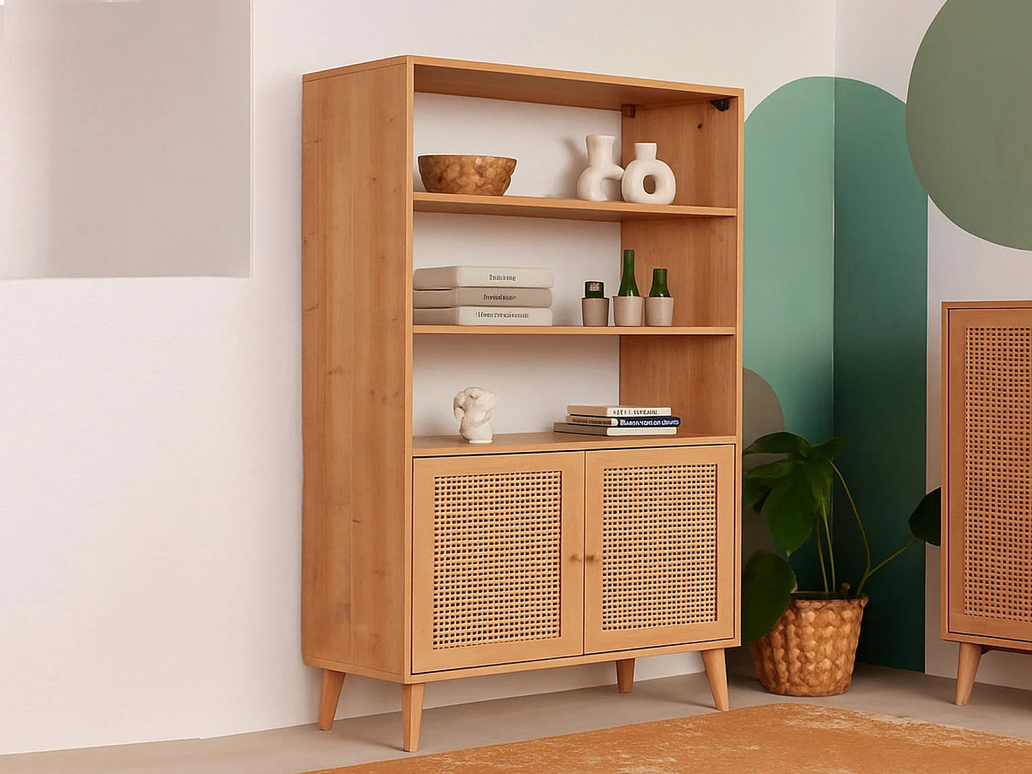 Buffet Castalia, Buffet du salon, Commode de salon, Garde-manger de cuisine, 90x40h110 cm, Chêne