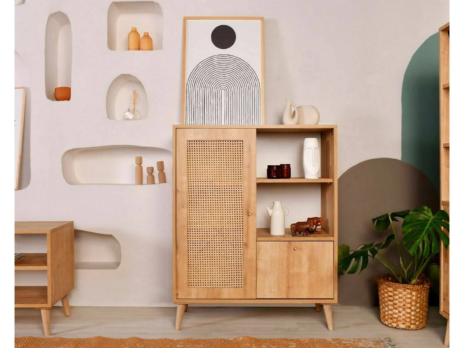 Dmora - Credenza Sfalerite, 90x40h110 cm, Quercia