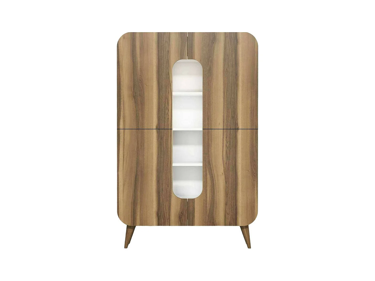 Dgaudenz-kast, woonkamerbuffet, woonkamermadia,Keukenplank, 93x32h144 cm, walnoot en wit