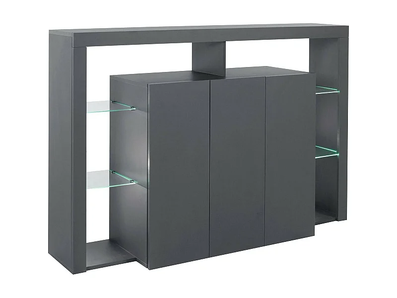 Aparador Ddacunh, buffet de salón 3 puertas, Aparador de salón, Aparador moderno, 100% Made in Italy, 150x40h100 cm, Antracita