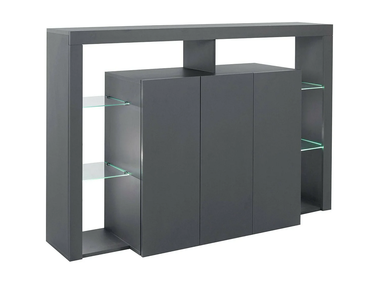 Buffet Viviano, Buffet de salon 3 portes, Buffet de salon, Buffet moderne, 100% Made in Italy, 150x40h100 cm, Anthracite