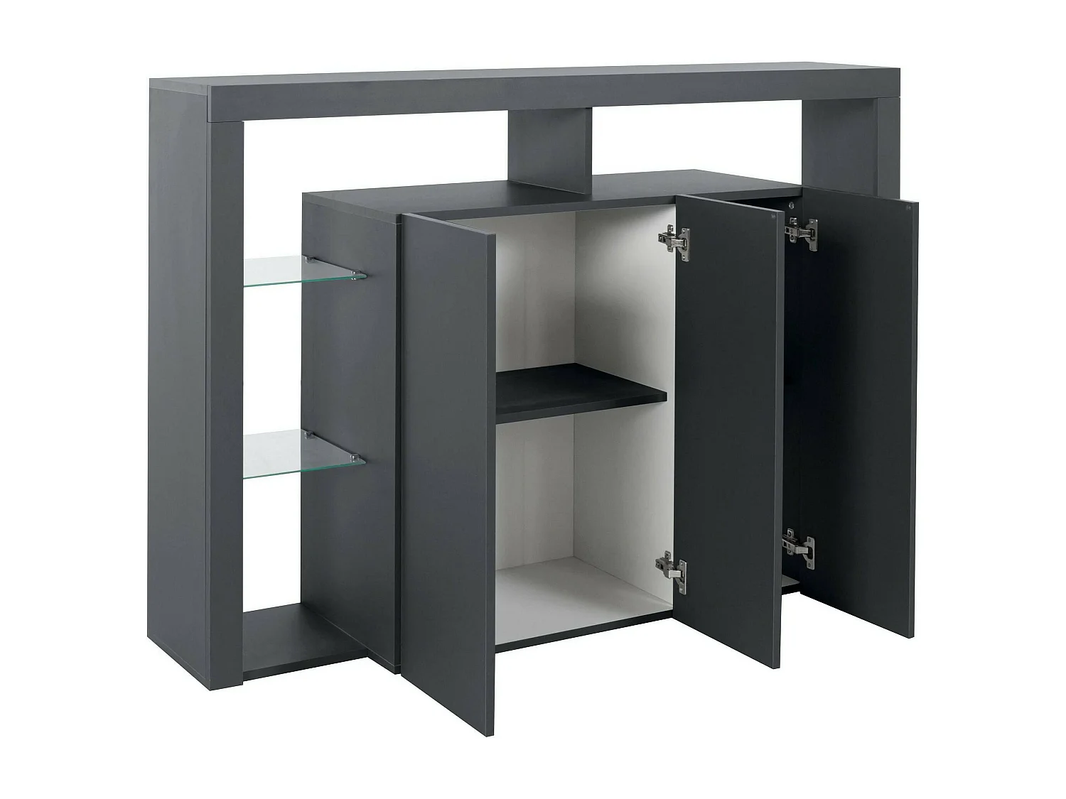 Buffet Viviano, Buffet de salon 3 portes, Buffet de salon, Buffet moderne, 100% Made in Italy, 150x40h100 cm, Anthracite
