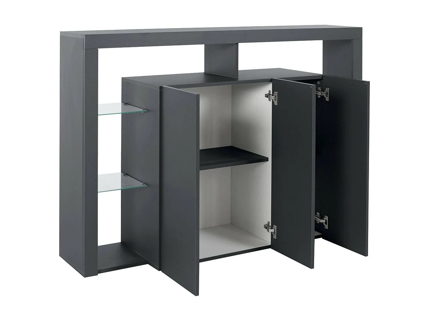 Buffet Viviano, Buffet de salon 3 portes, Buffet de salon, Buffet moderne, 100% Made in Italy, 150x40h100 cm, Anthracite
