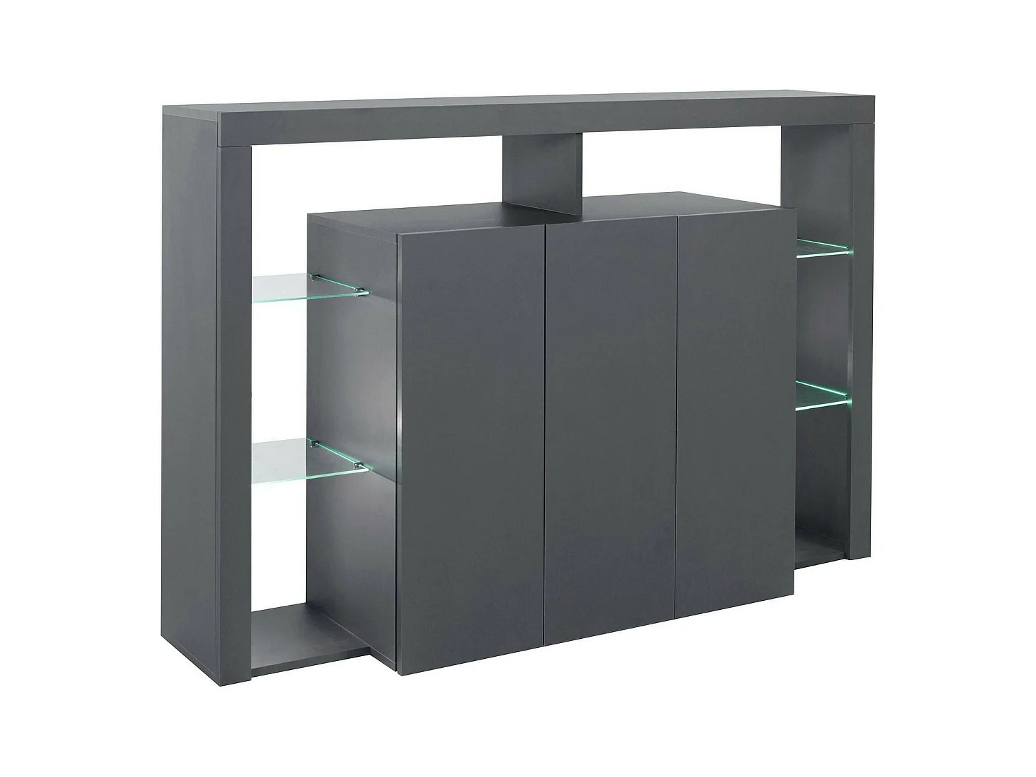 Buffet Viviano, Buffet de salon 3 portes, Buffet de salon, Buffet moderne, 100% Made in Italy, 150x40h100 cm, Anthracite