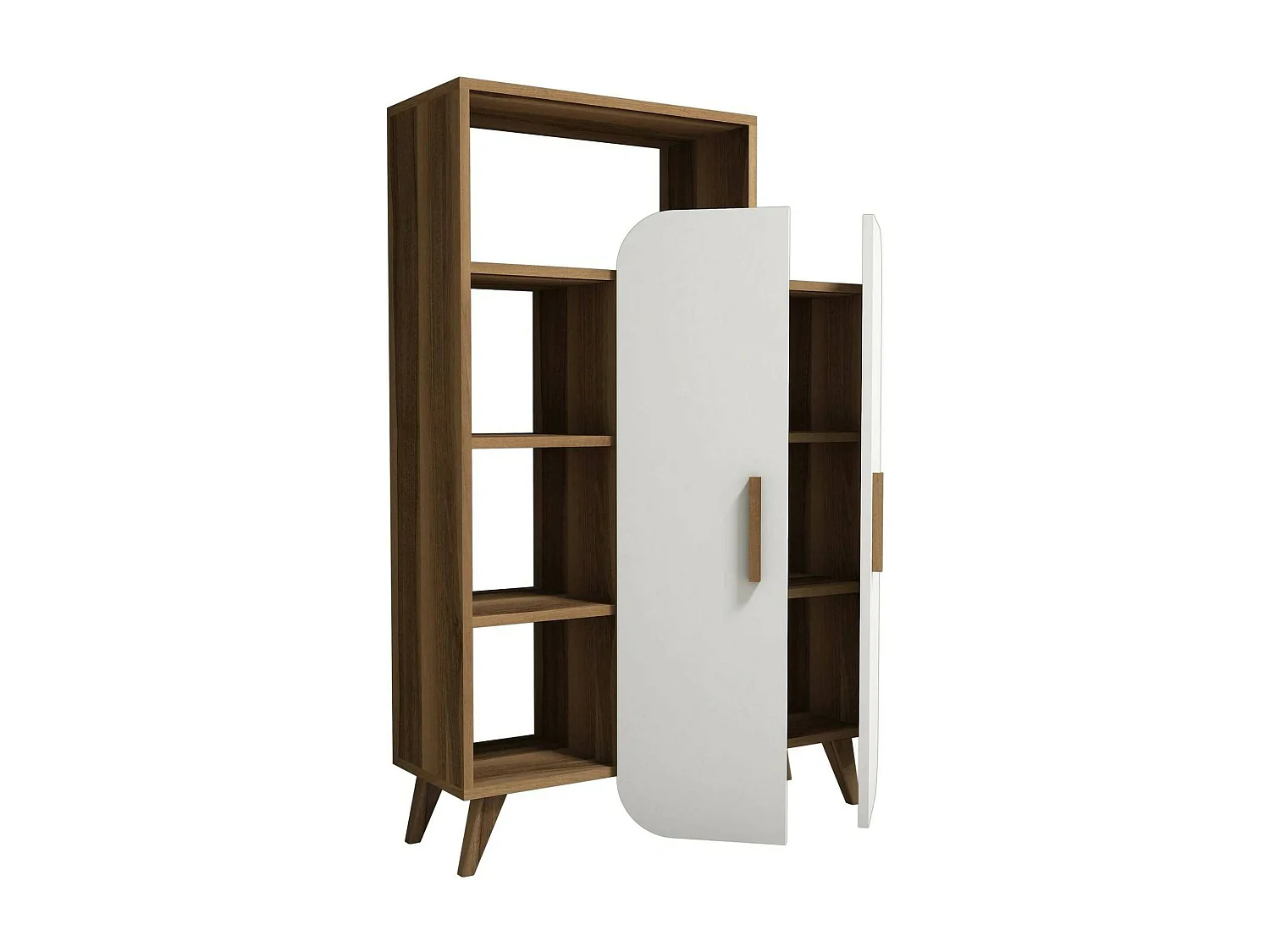 Dgiavard Dressoir, Woonkamer Buffet, Woonkamer, Keuken Pantry, 90x32h132 cm, Walnoot en Wit