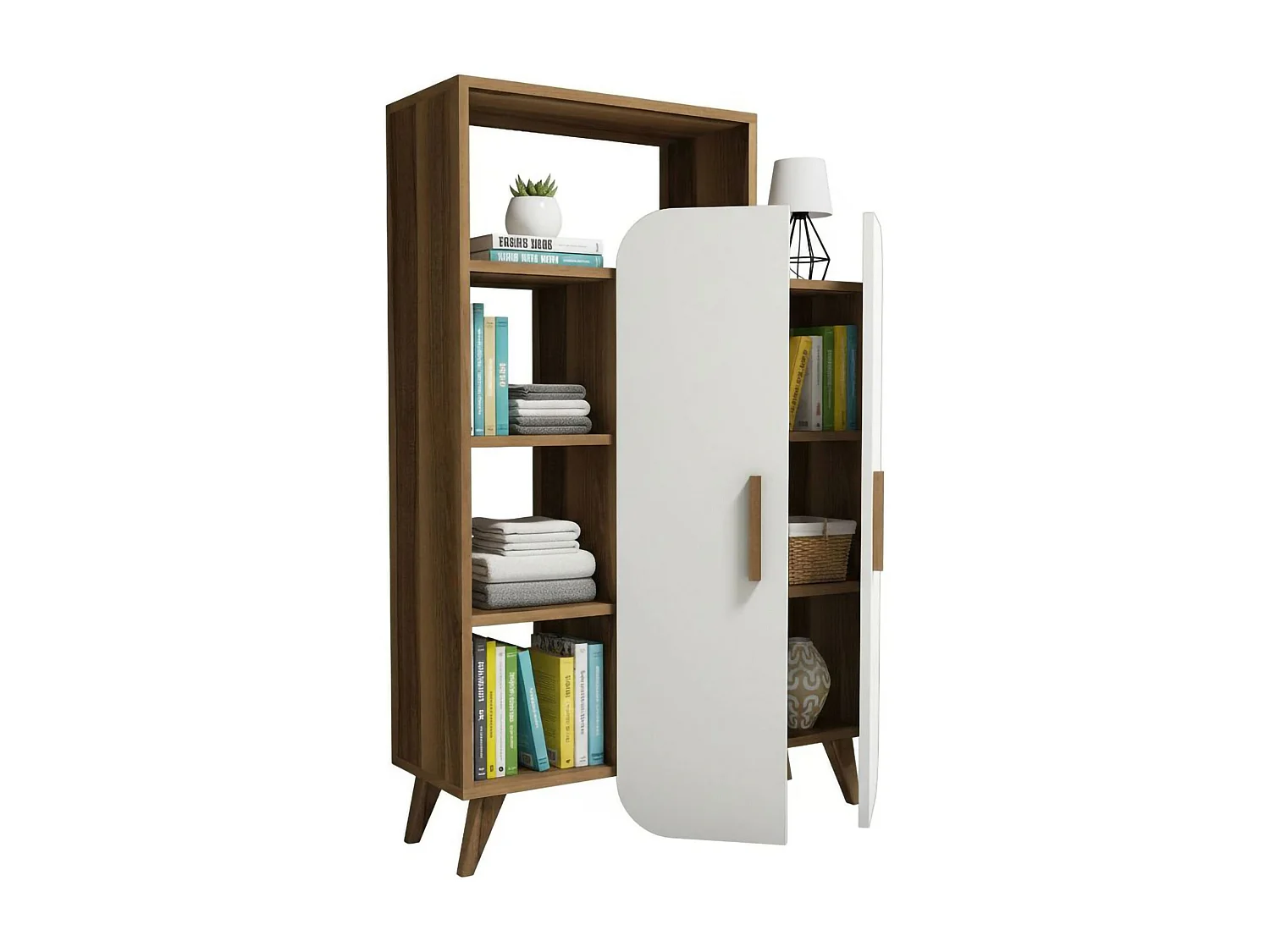 Credenza Tormalina, 5 Ripiani, 32x90x132h cm Bianco, Madia