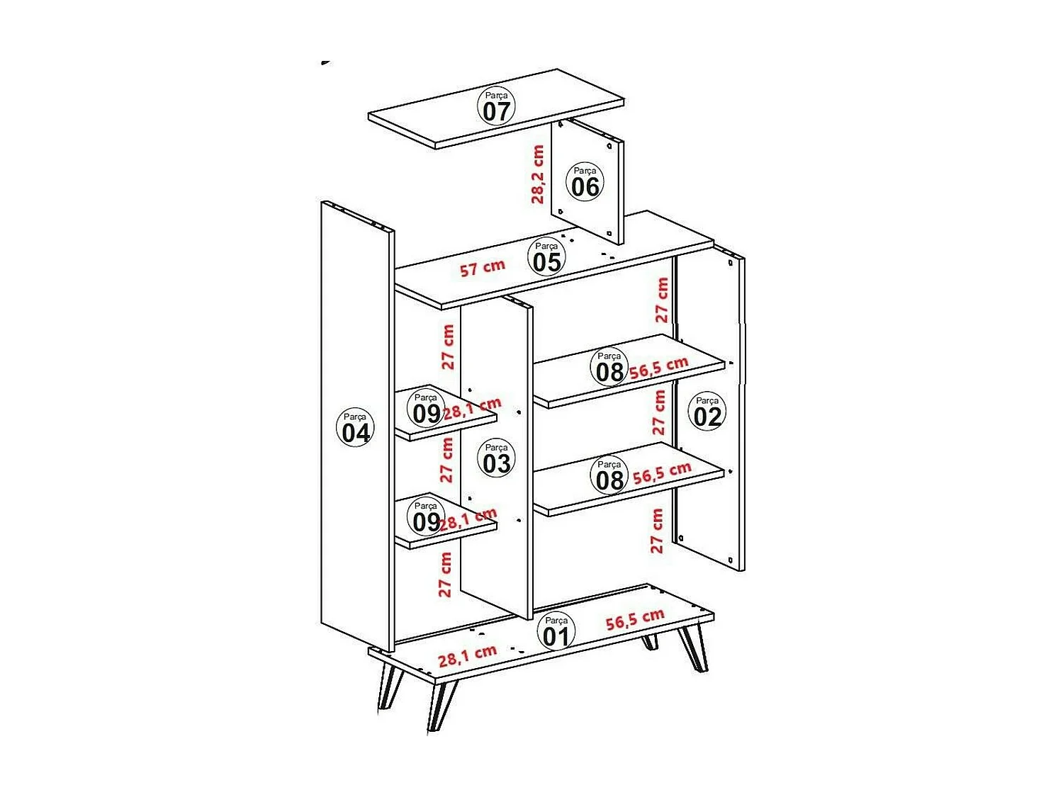 Dgiavard Dressoir, Woonkamer Buffet, Woonkamer, Keuken Pantry, 90x32h132 cm, Walnoot en Wit