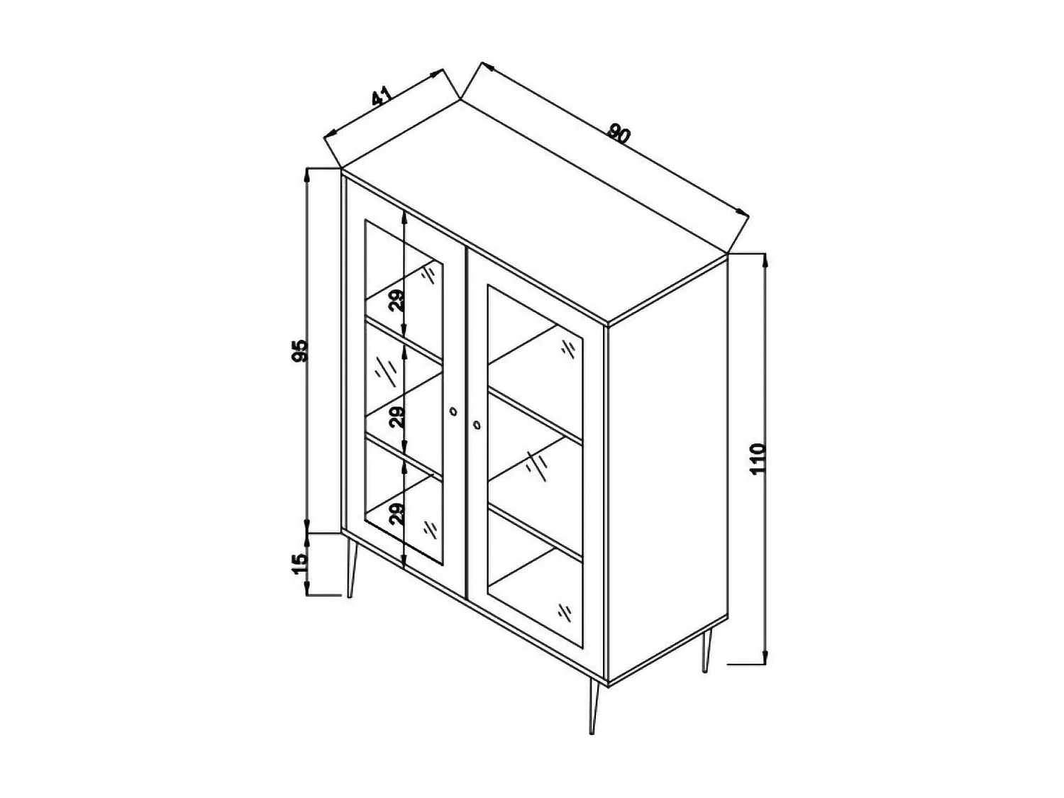 Dpilegg Dressoir, Woonkamer Buffet, Woonkamer, Keuken Pantry, 90x40h110 cm, Eiken