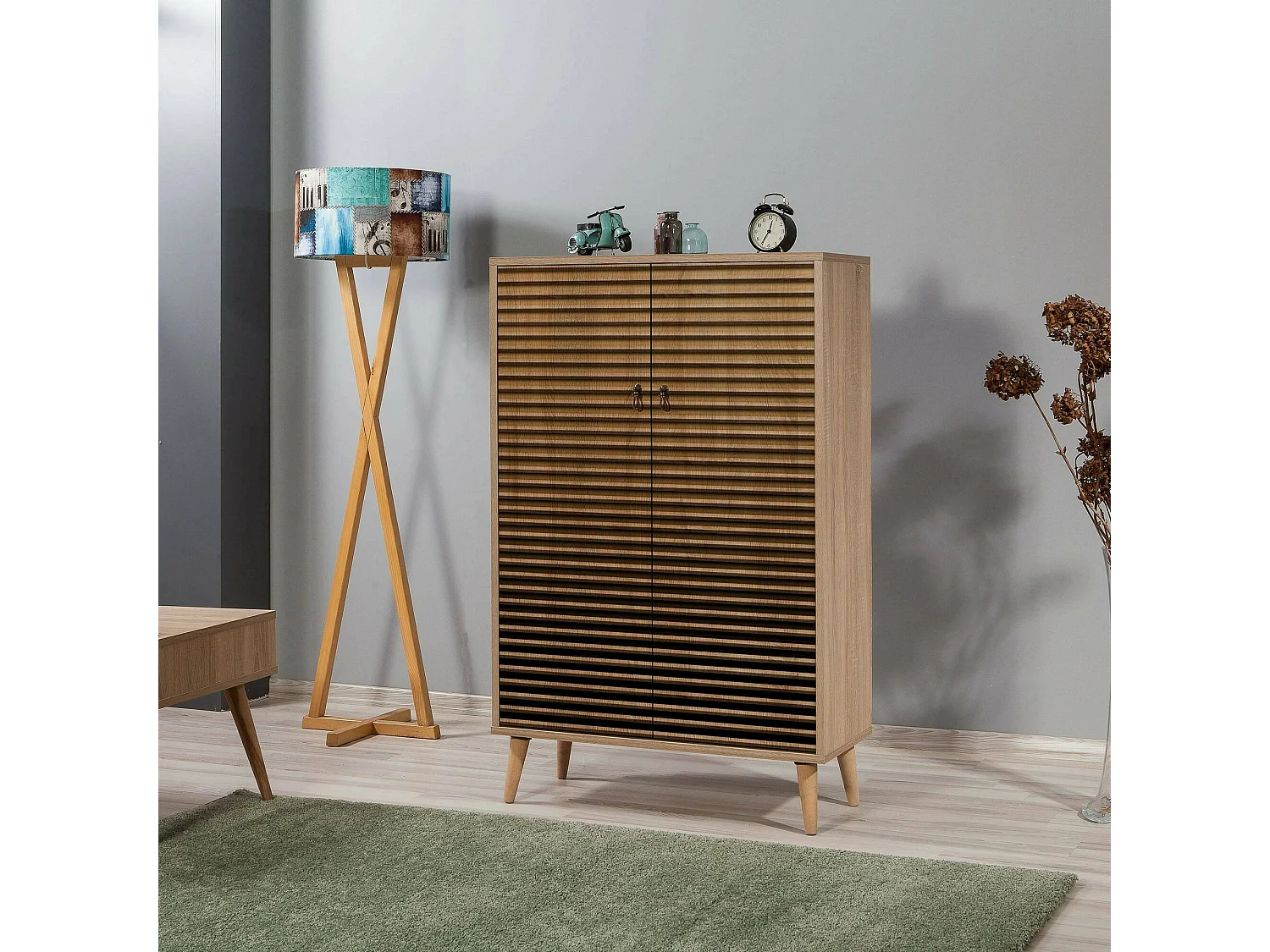 Aparador Dpersy, Bufé de salón, Aparador de salón, Despensa de cocina, 80x36h127 cm, Roble