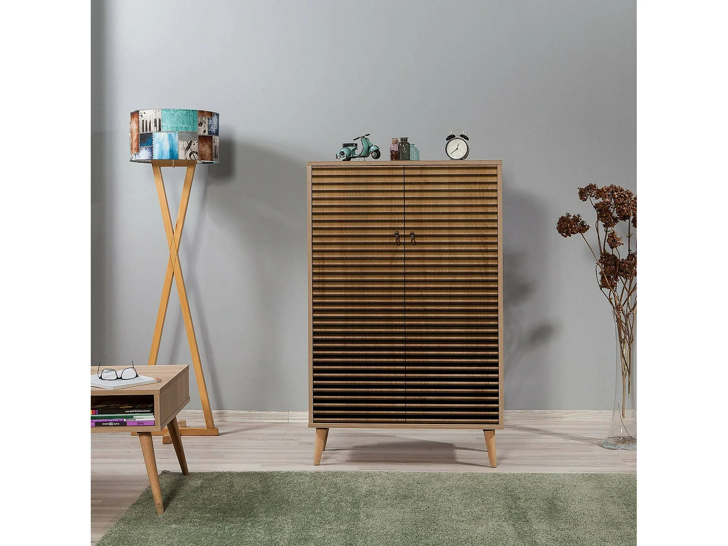 Aparador Dpersy, Bufé de salón, Aparador de salón, Despensa de cocina, 80x36h127 cm, Roble