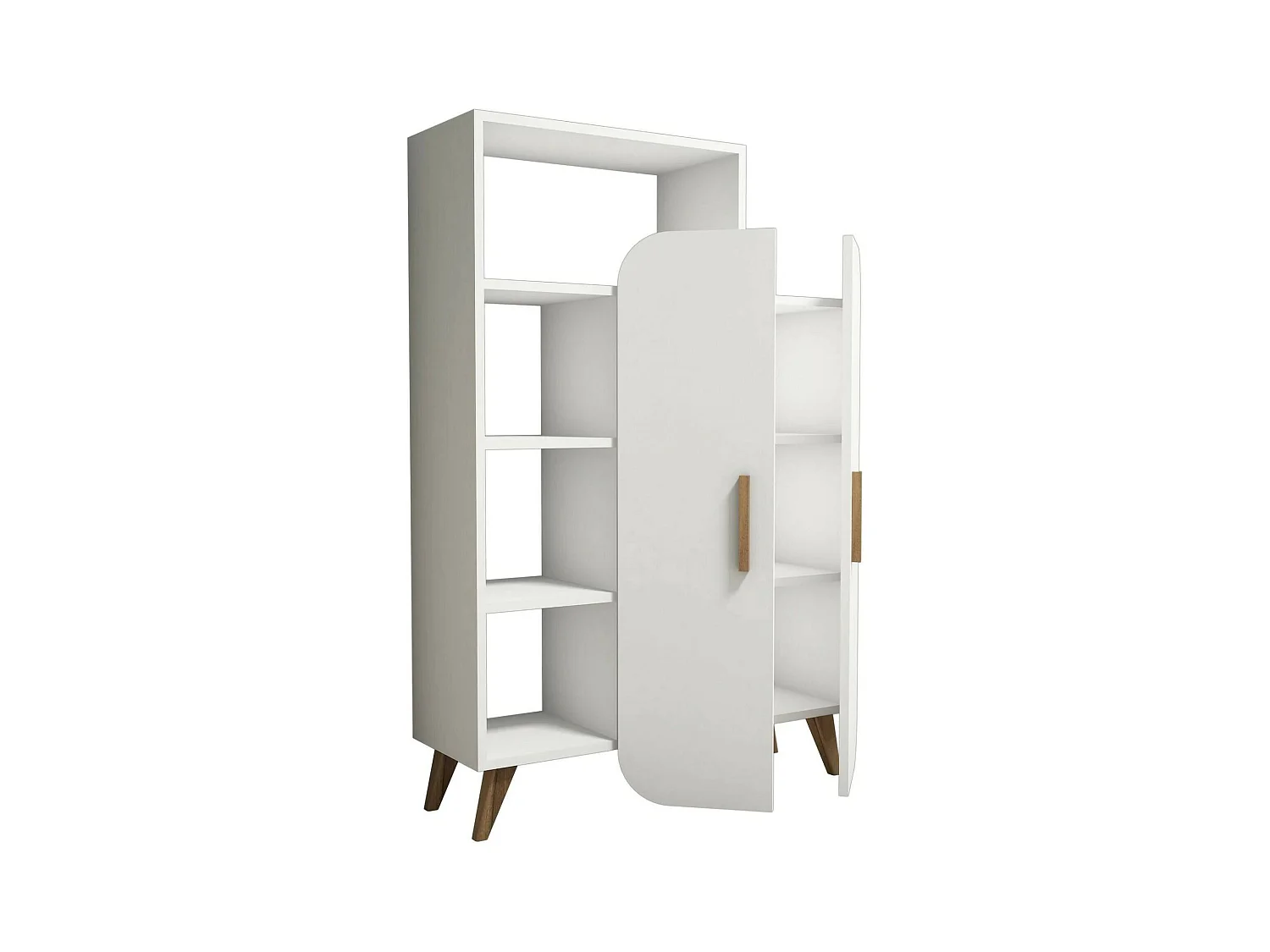 Buffet Capella, Buffet du salon, Commode de salon, Garde-manger de cuisine, 90x32h132 cm, Blanc