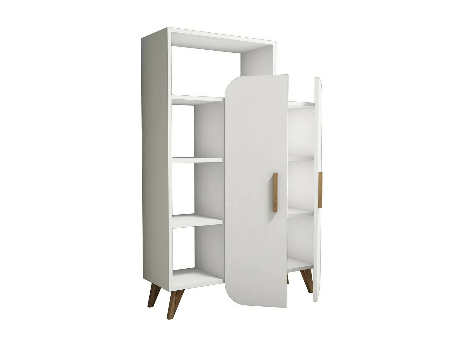 Buffet Capella, Buffet du salon, Commode de salon, Garde-manger de cuisine, 90x32h132 cm, Blanc