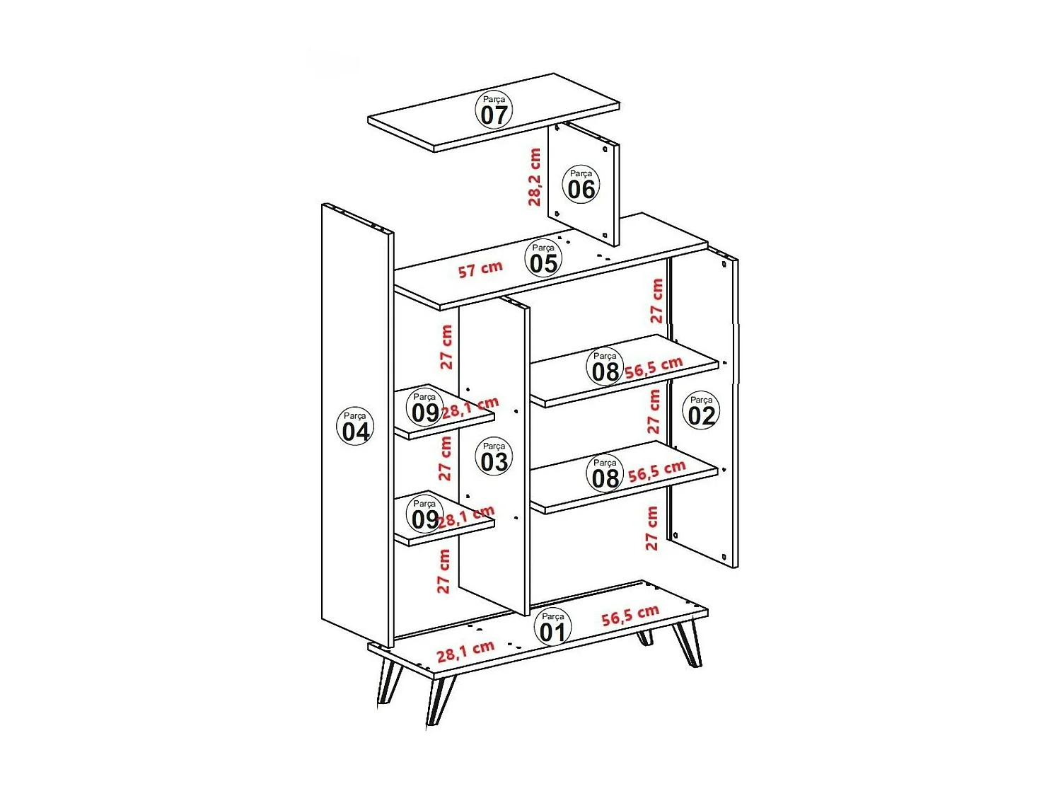 Buffet Capella, Buffet du salon, Commode de salon, Garde-manger de cuisine, 90x32h132 cm, Blanc