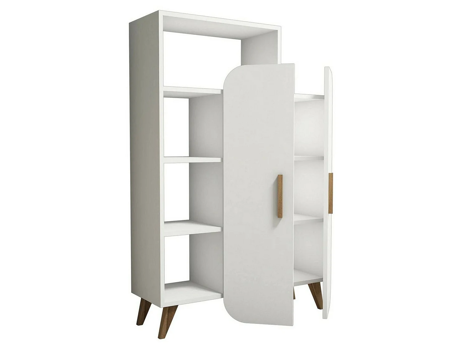 Buffet Capella, Buffet du salon, Commode de salon, Garde-manger de cuisine, 90x32h132 cm, Blanc