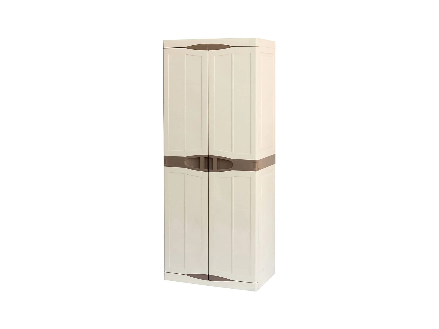 Armoire d'extérieur Avelgem, Armoire de balcon polyvalente, Armoire à balais 2 portes, 100% Made in Italy, 70x47h178 cm, Beige et Marron, Finition élégante