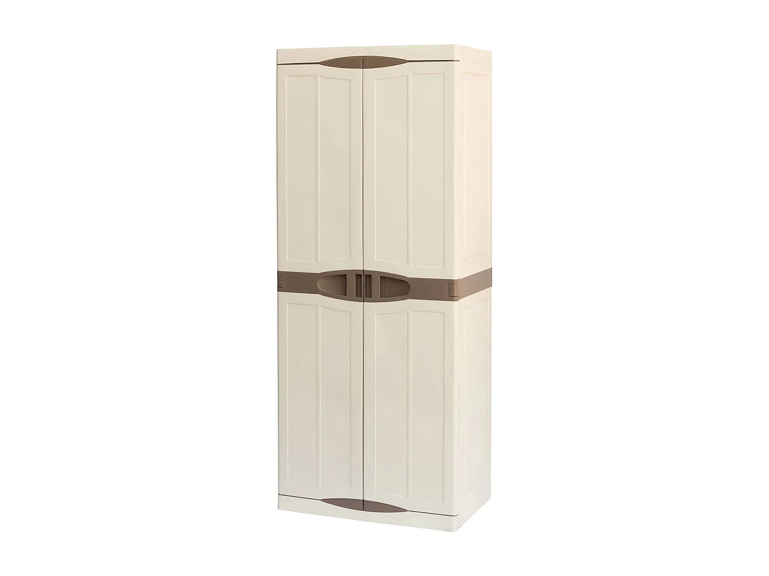 Armoire d'extérieur Avelgem, Armoire de balcon polyvalente, Armoire à balais 2 portes, 100% Made in Italy, 70x47h178 cm, Beige et Marron, Finition élégante